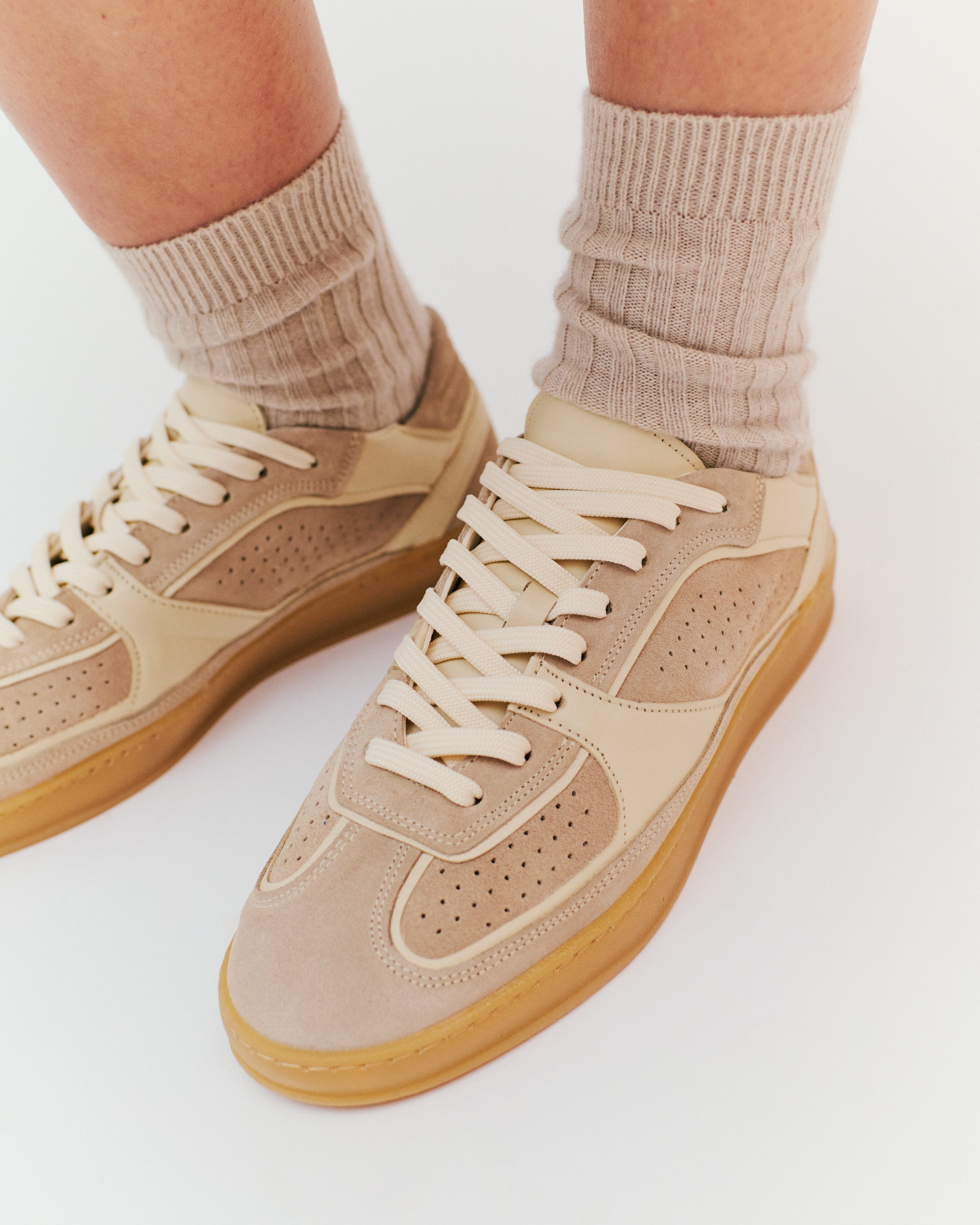 Dabbie Calf suede & soft calf dual & tri color White sand