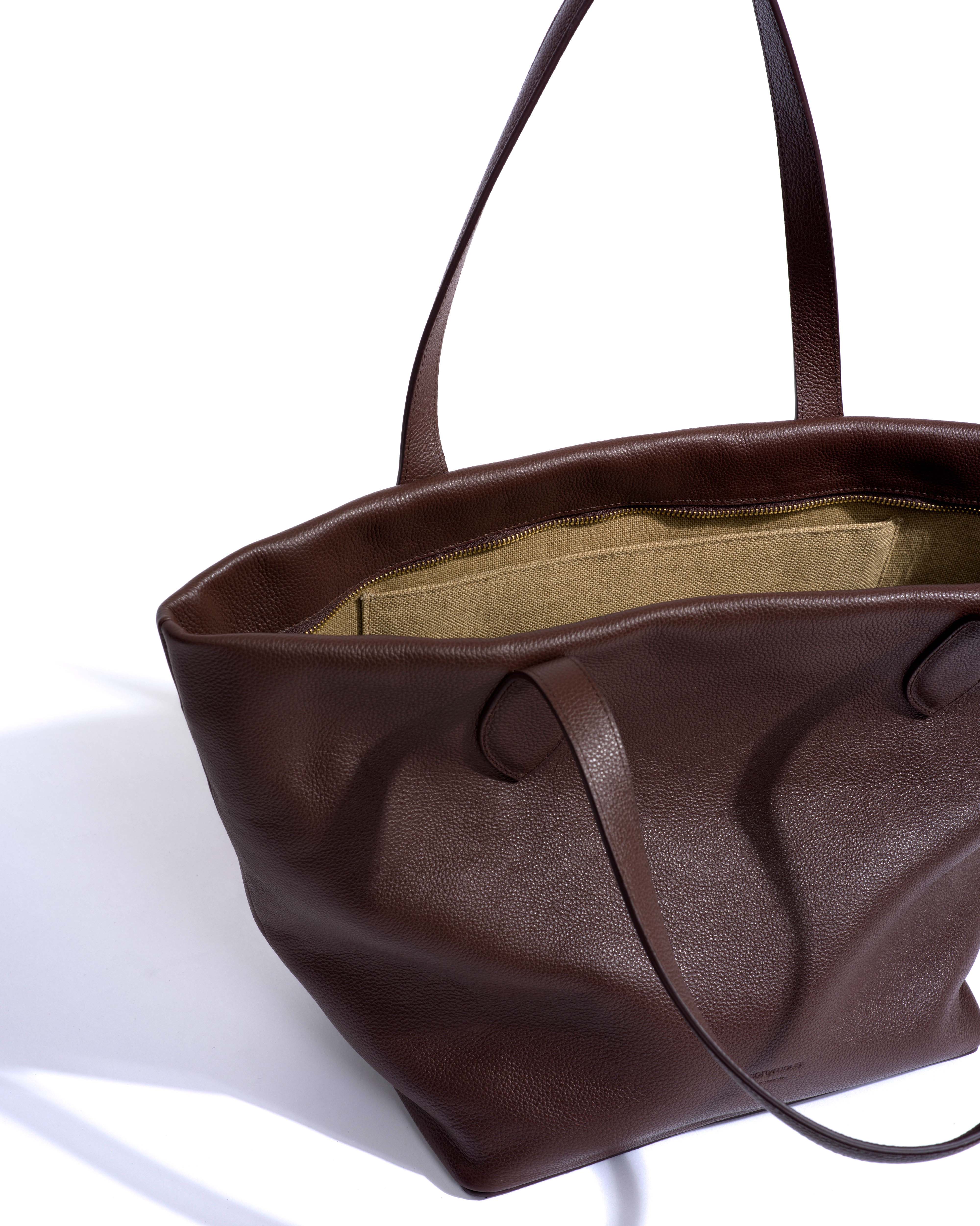 Arya carryall bag Pebbled soft calf Chocolate