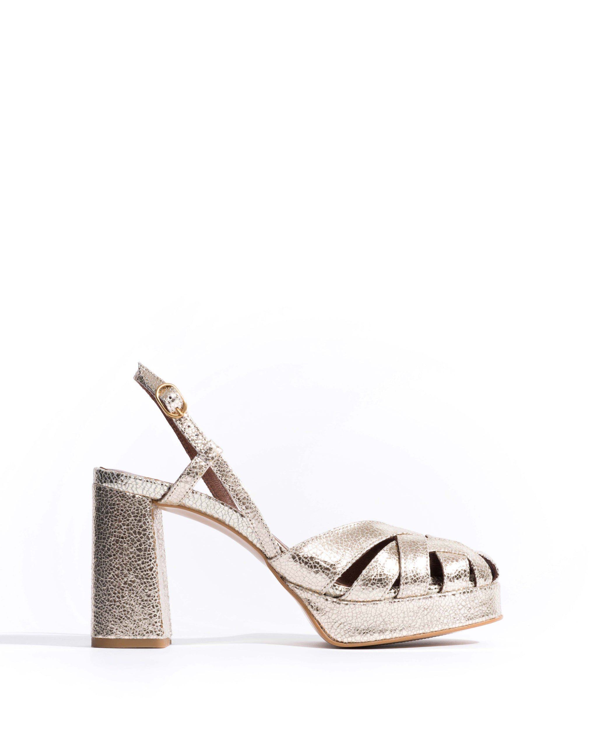 Banie 85 platform Crackled metallic goat Champagne - Anonymous Copenhagen Shoes