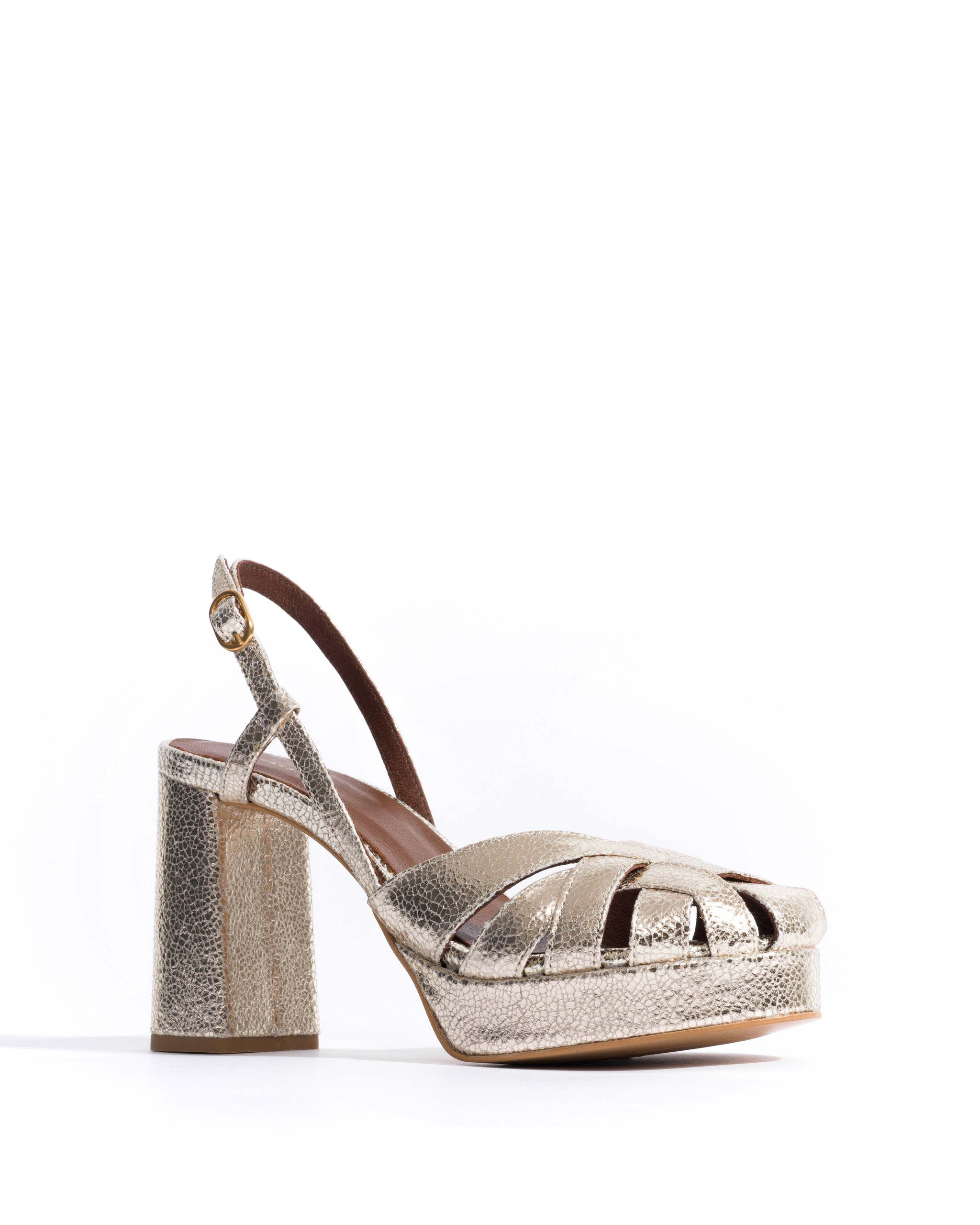 Banie 85 platform Crackled metallic goat Champagne - Anonymous Copenhagen Shoes