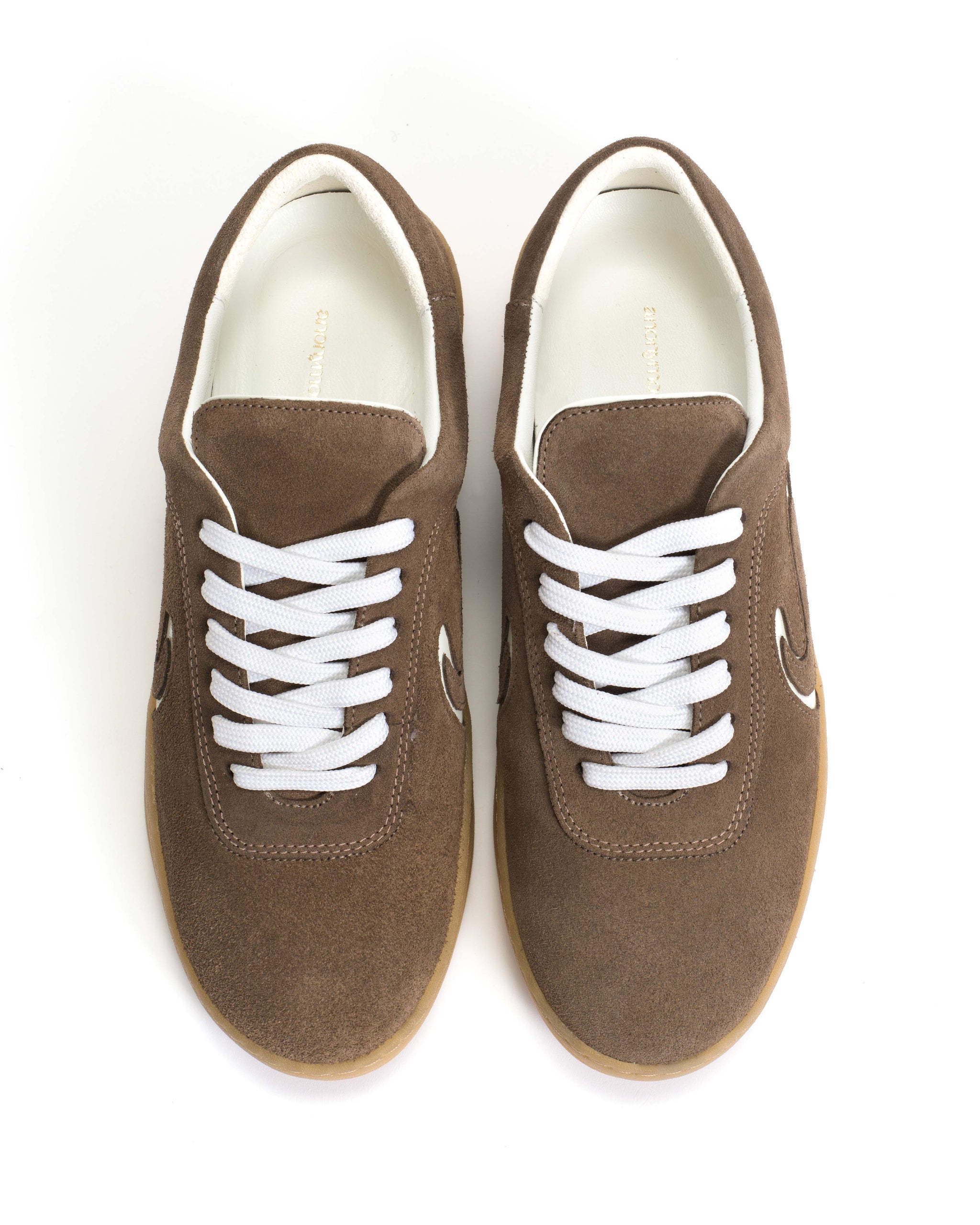 Blaire Calf suede & polished soft calf Dark taupe & white sand - Anonymous Copenhagen