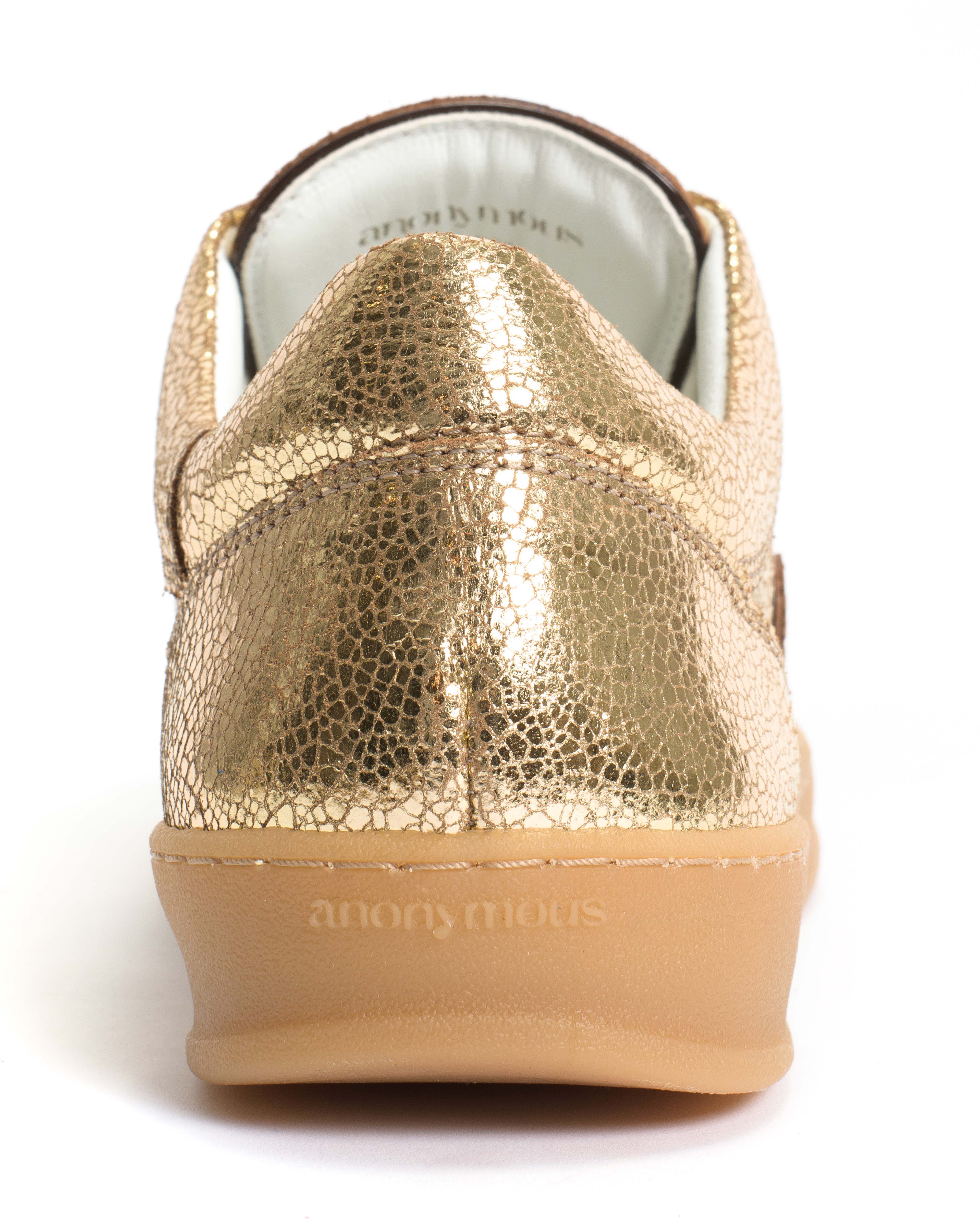 Blaire Crackled metallic goat & polished soft calf Gold & chocolate