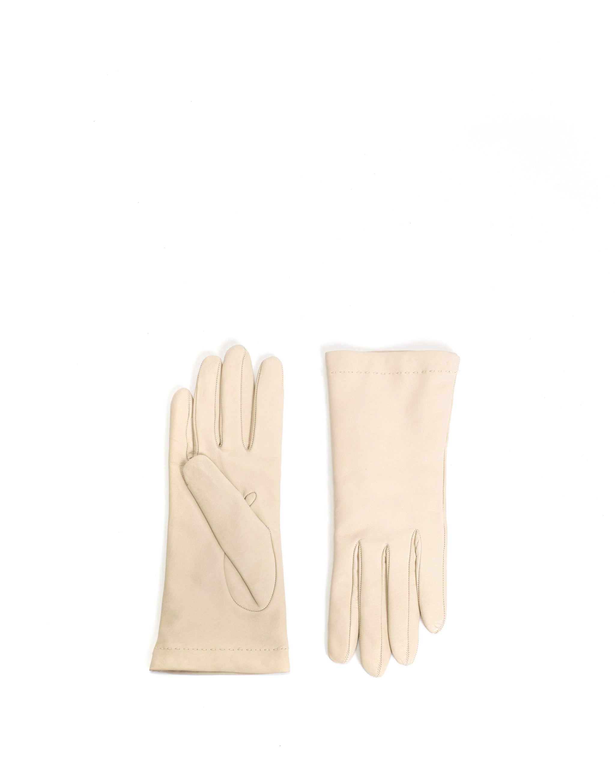 Bridget leather cashmere glove Lamb leather & 100% cashmere Off white & taupe - Anonymous Copenhagen