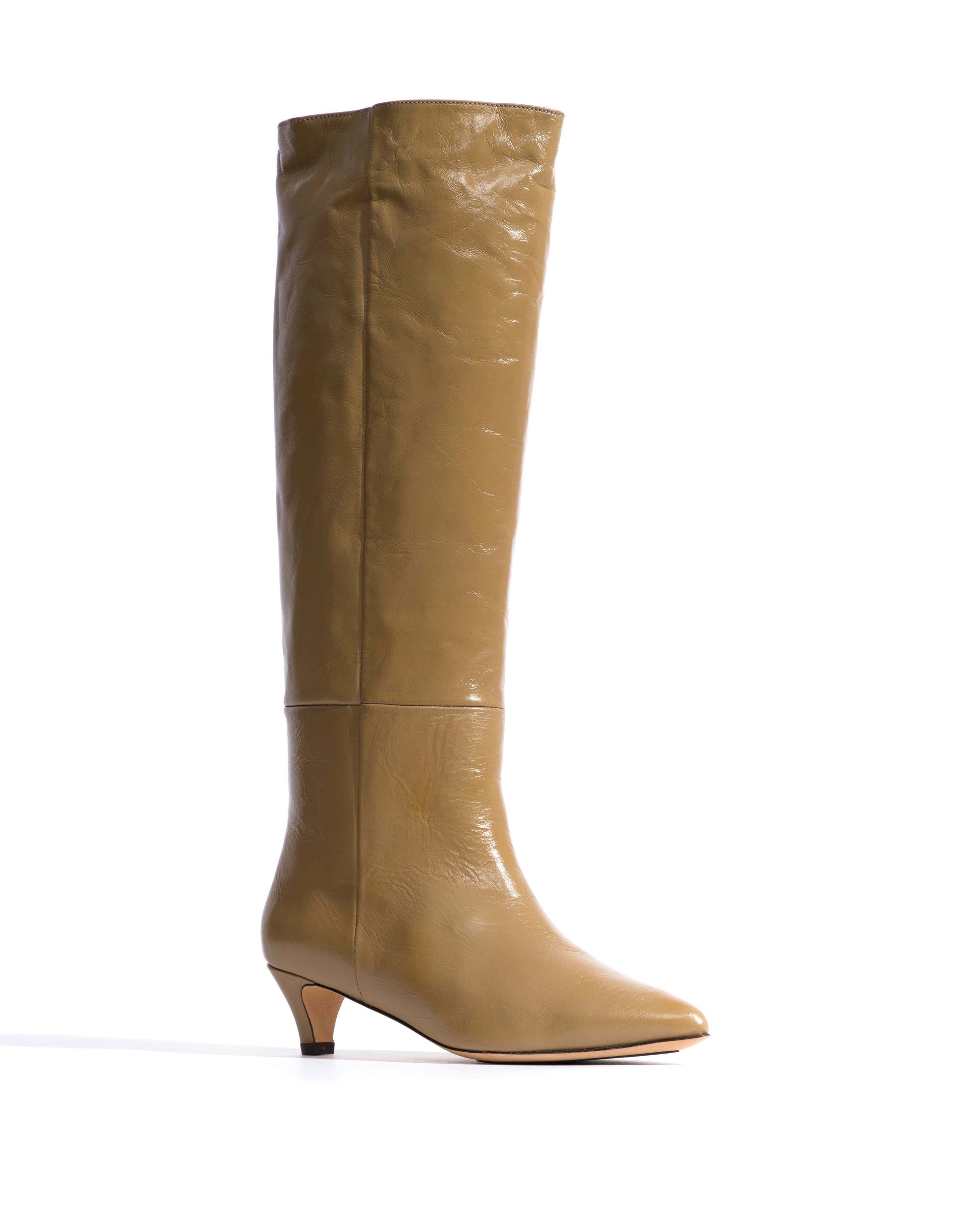 Cecilia 40 stiletto Crinkled soft calf Mushroom - Anonymous Copenhagen High shaft boots