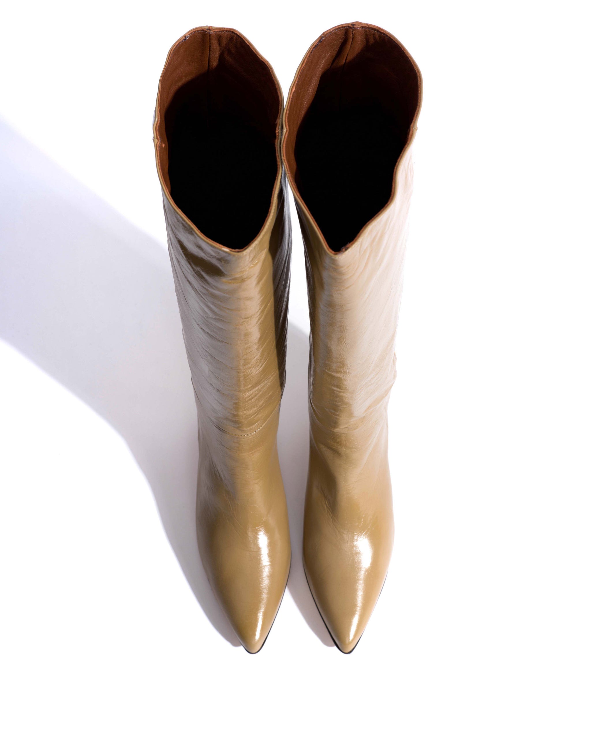 Cecilia 40 stiletto Crinkled soft calf Mushroom - Anonymous Copenhagen High shaft boots