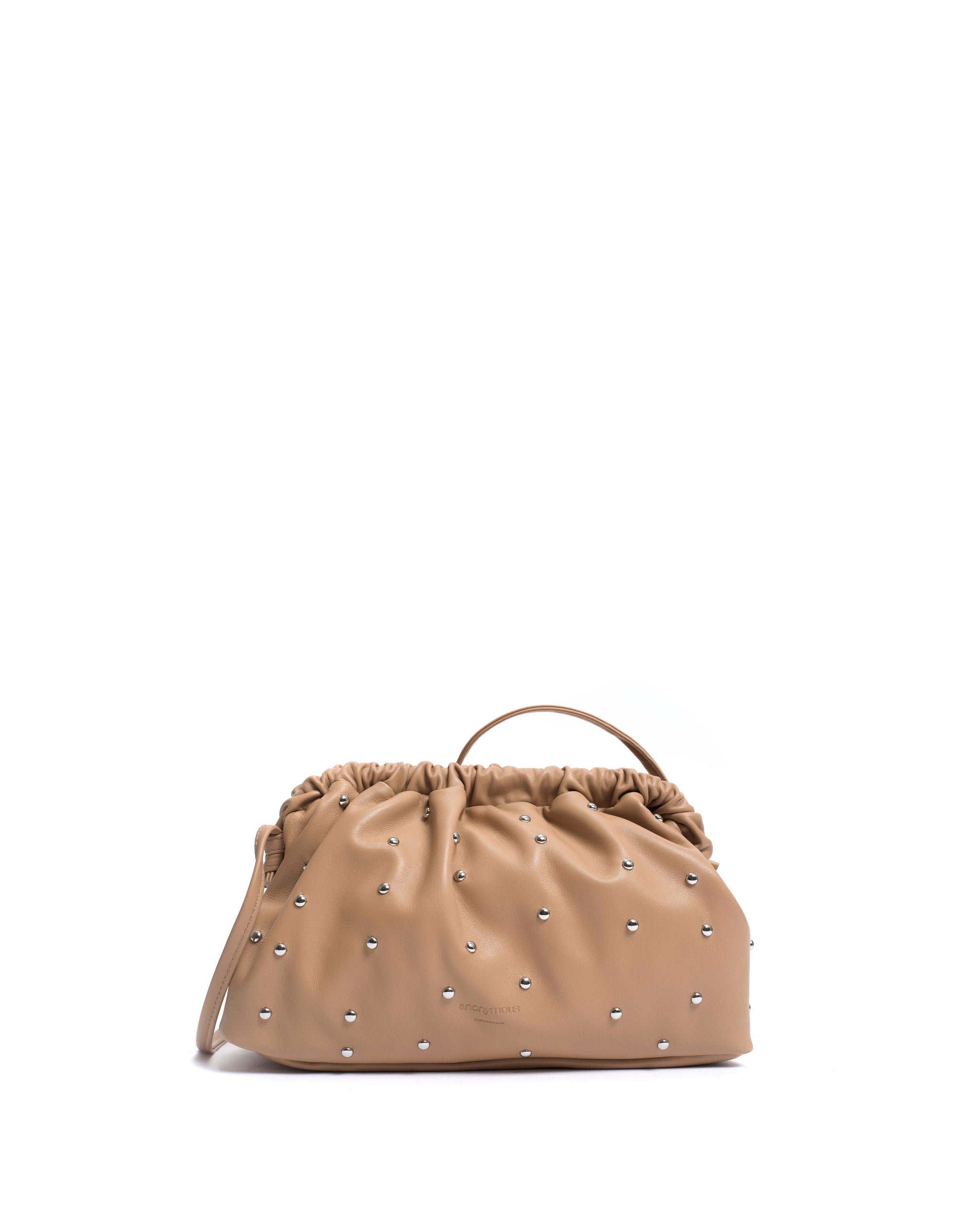 Hally grand cloud bag Stud-embellished silky lamb Caramel silver - Anonymous Copenhagen