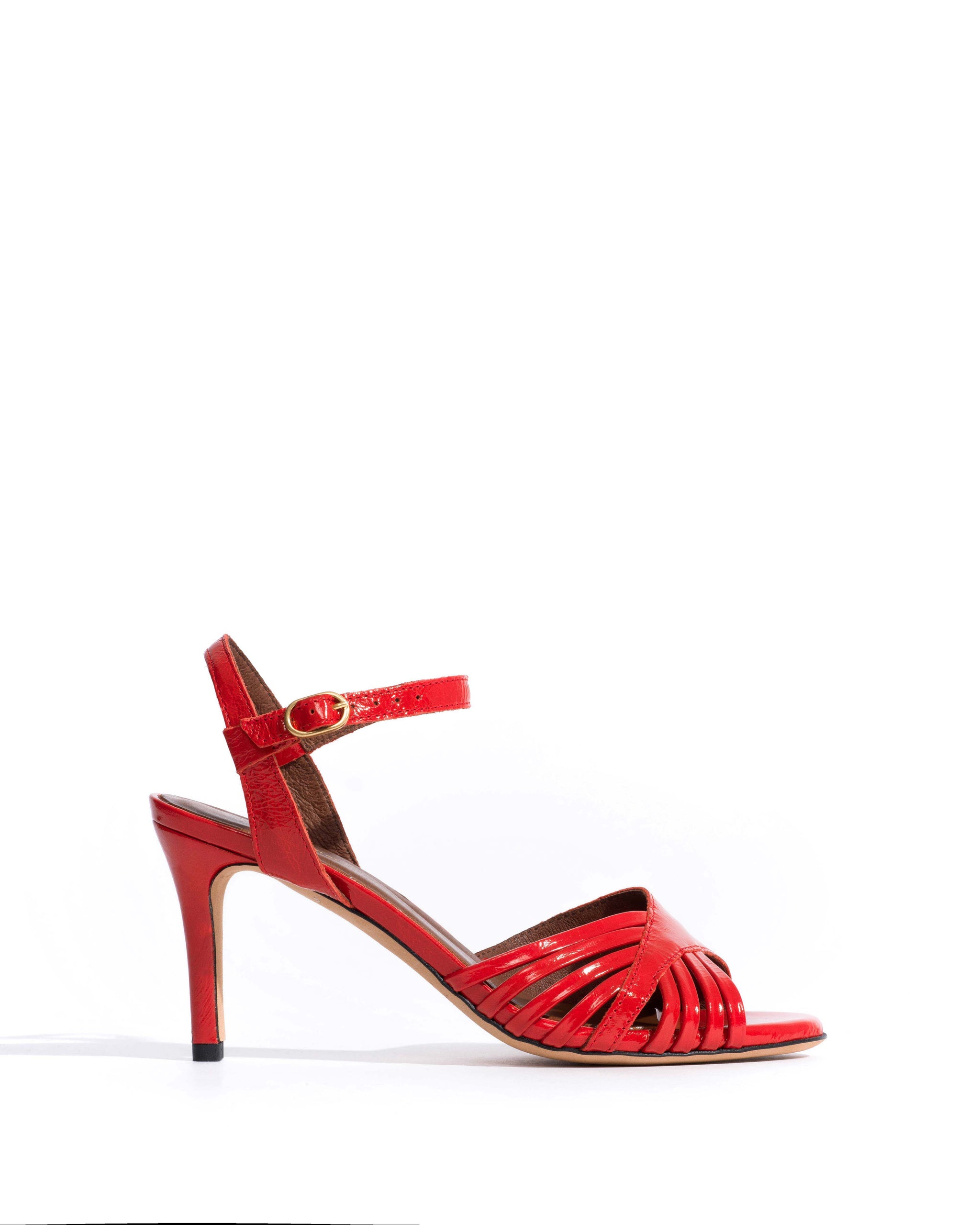 Hermine 75 Crinkled polished goat Ruby red - Anonymous Copenhagen Heels