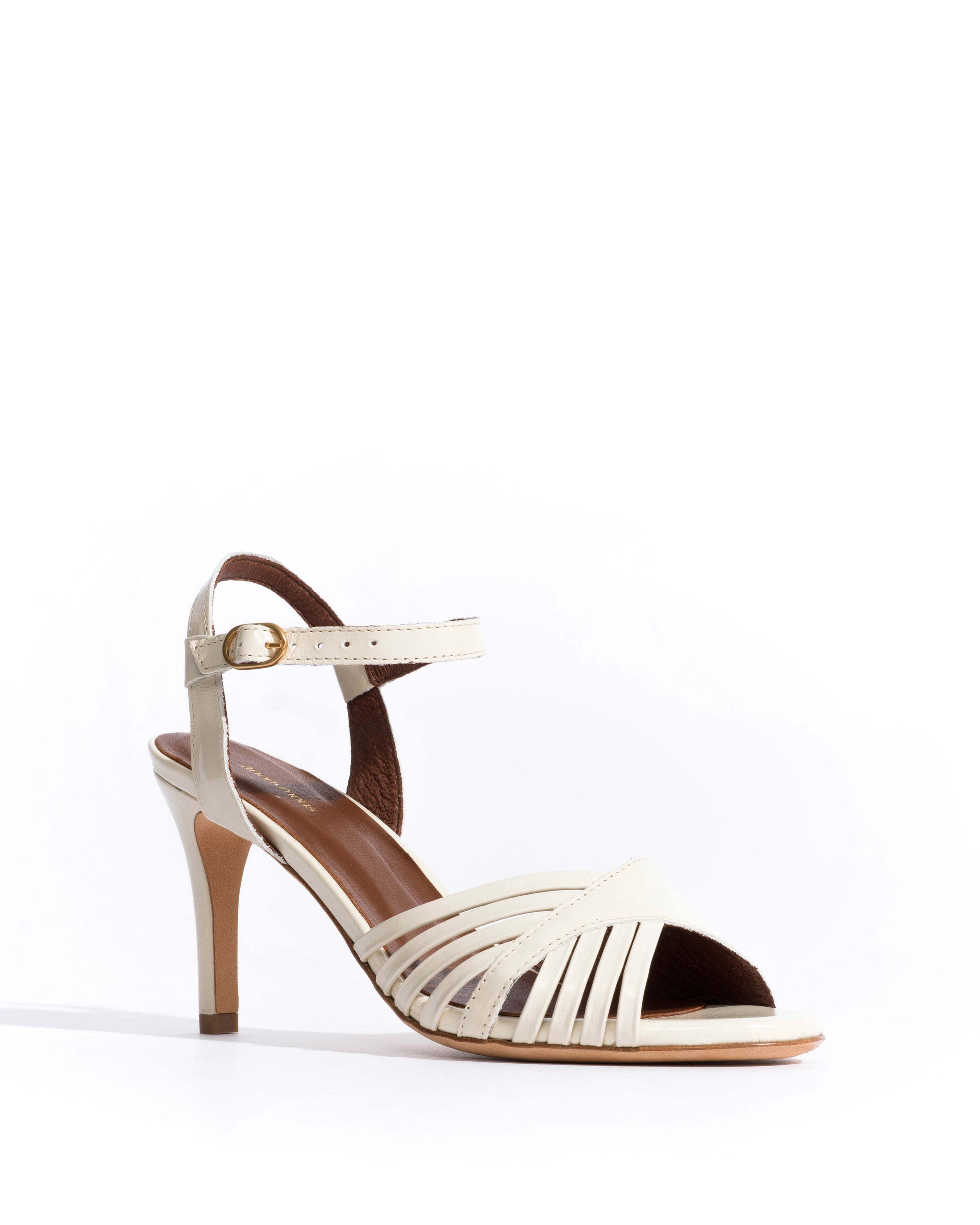 Hermine 75 Crinkled polished goat White sand - Anonymous Copenhagen Heels