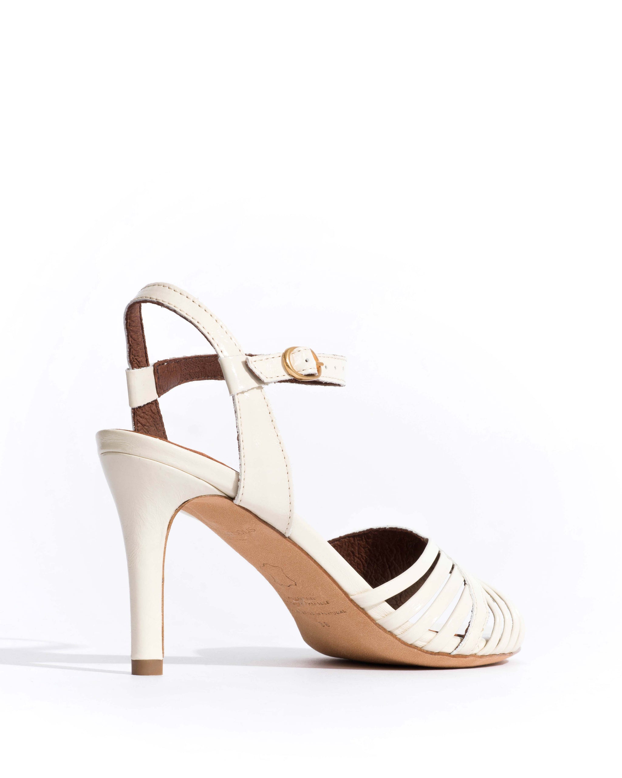 Hermine 75 Crinkled polished goat White sand - Anonymous Copenhagen Heels