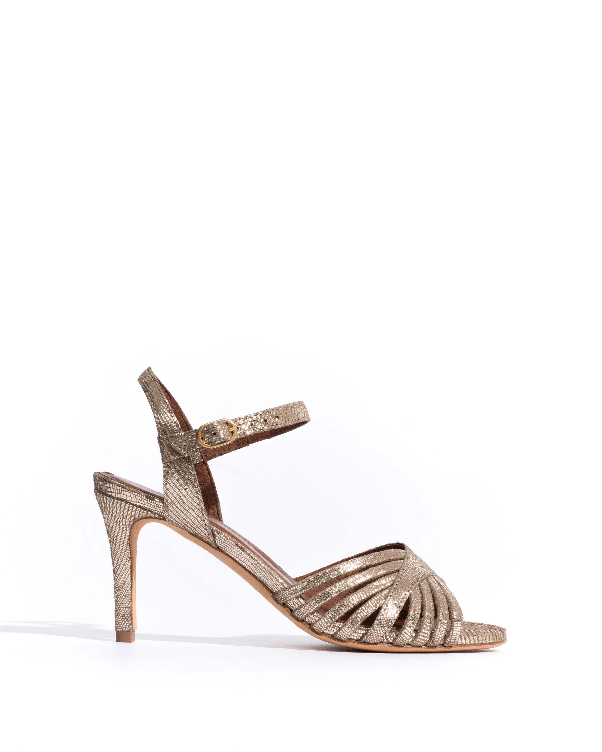 Hermine 75 Lizard metallic goat Vintage champagne - Anonymous Copenhagen Heels