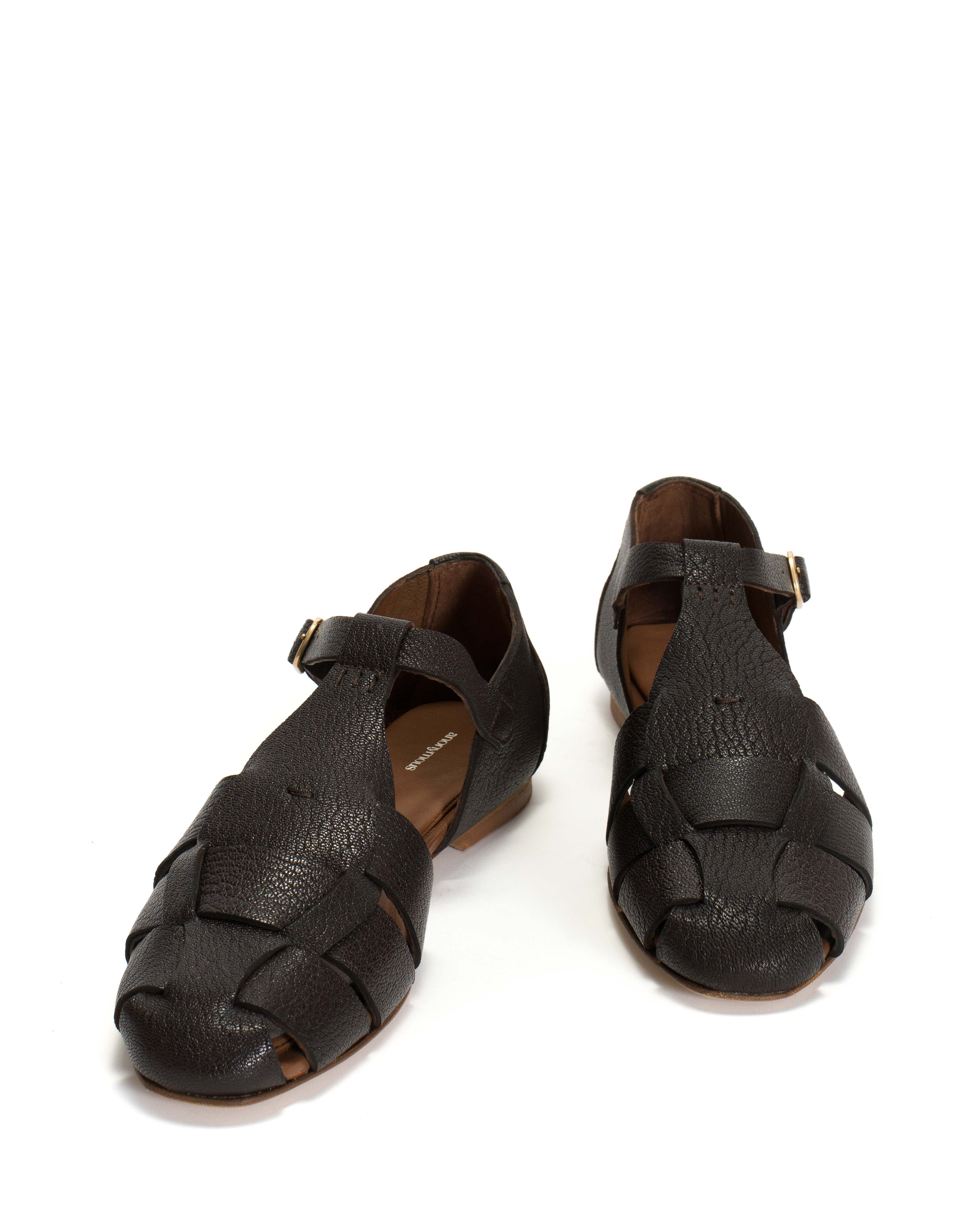 Lain flats Grained chevre goat Coffee brown