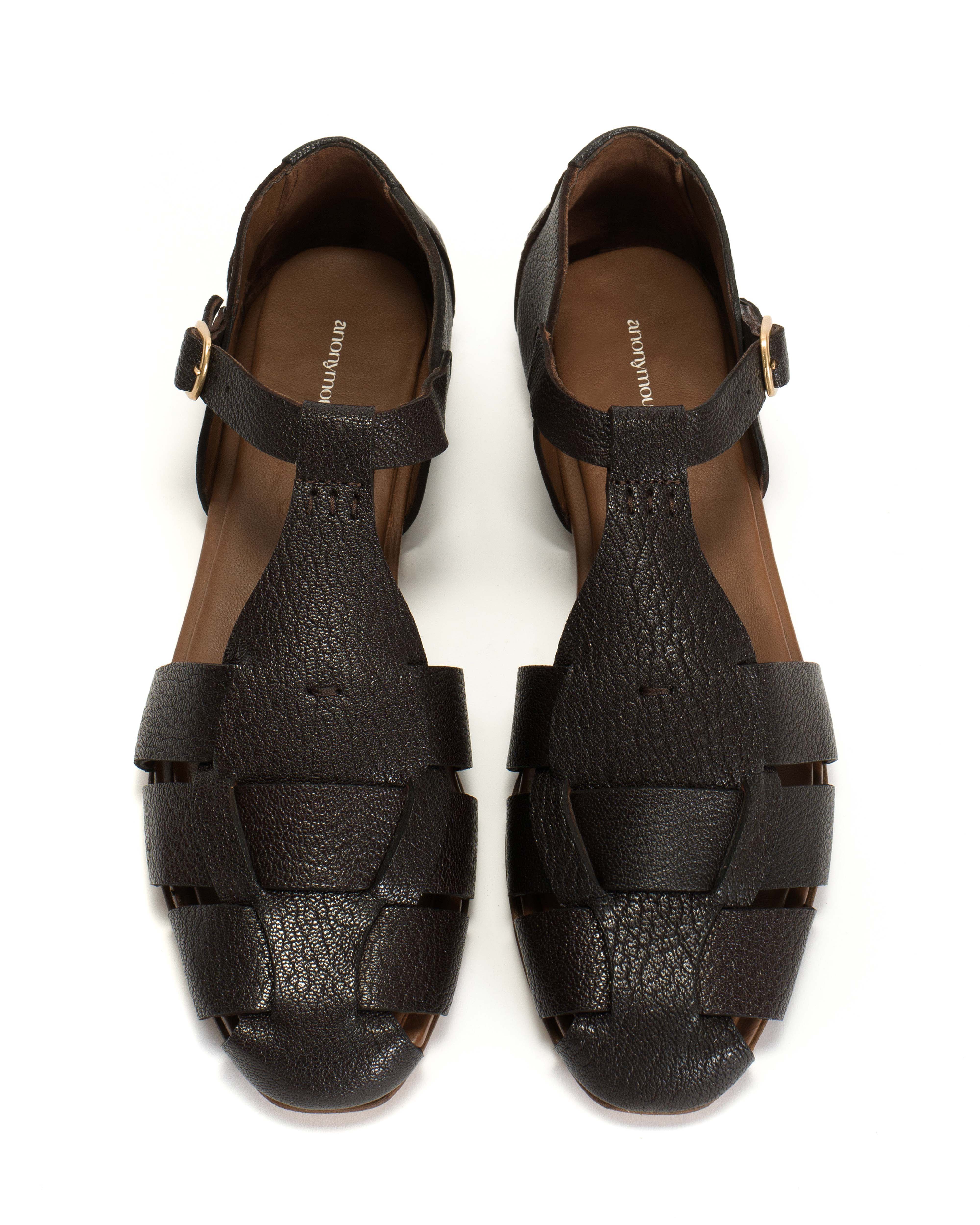 Lain flats Grained chevre goat Coffee brown