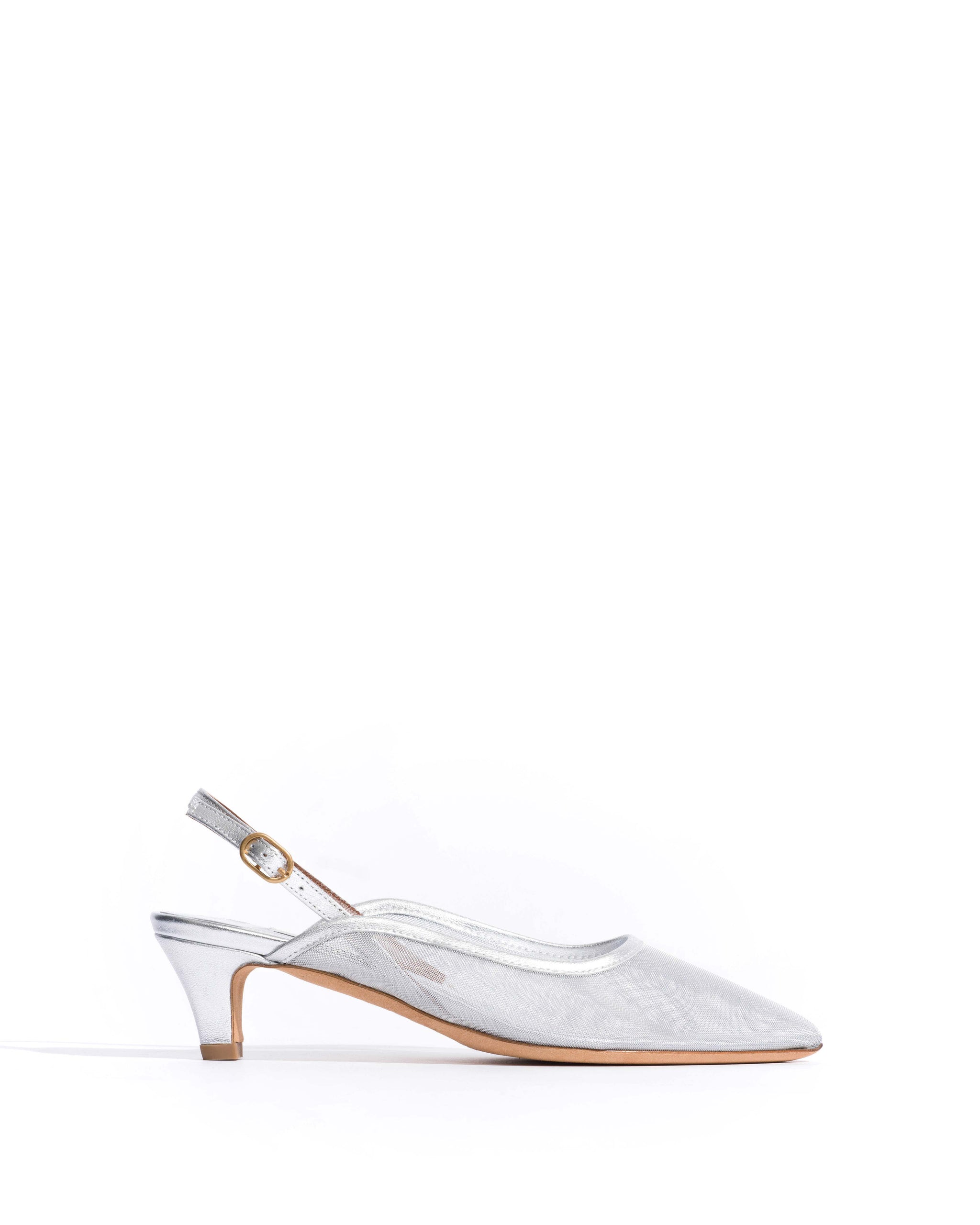 Fanny 40 stiletto mesh Metallic goat & mesh Silver - Anonymous Copenhagen Heels