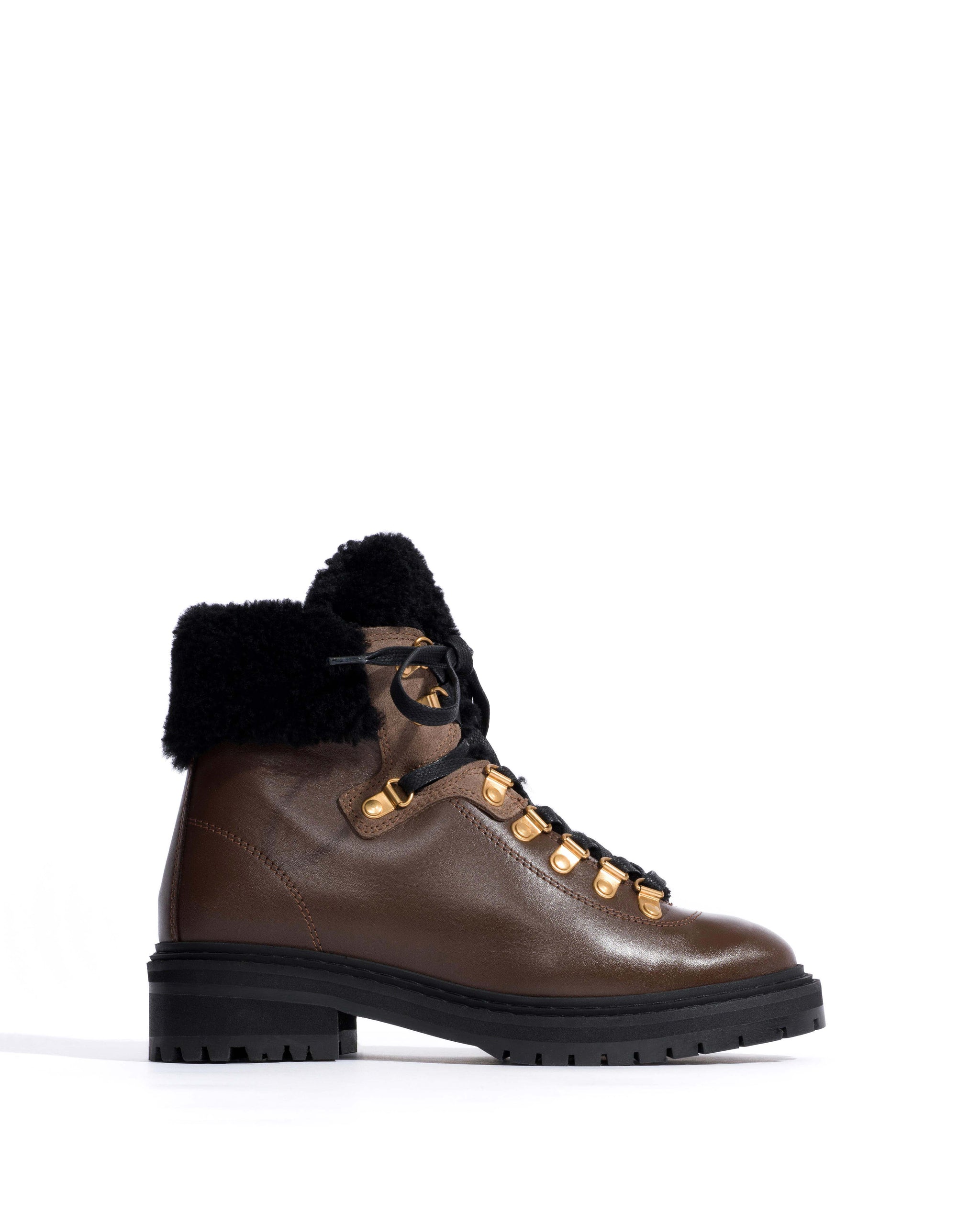 Beari lamb shearling Soft calf & suede leather Dark taupe