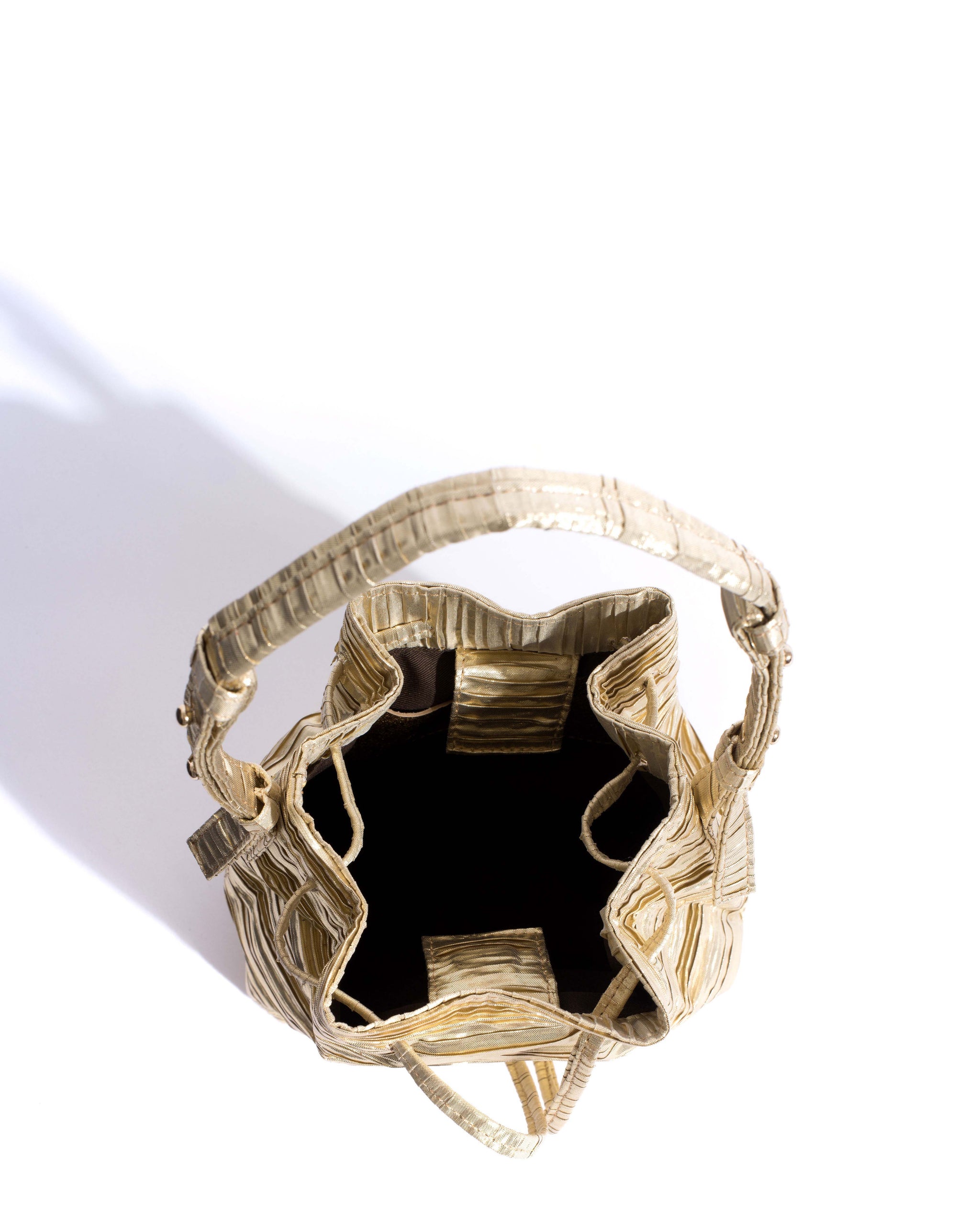Kacey petite bucket bag Pleated satin Gold - Anonymous Copenhagen Bags