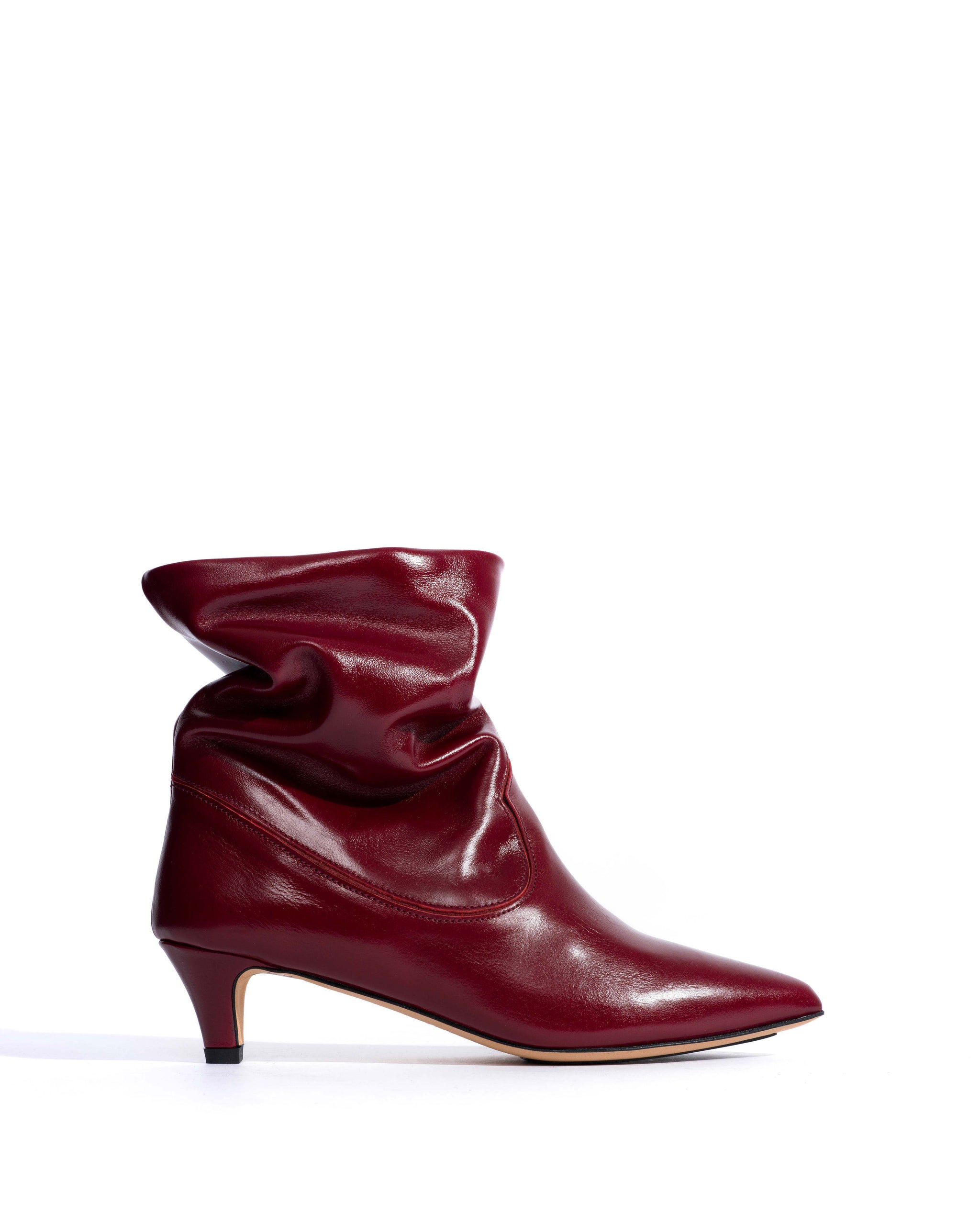 Hicha 40 stiletto Crinkled soft calf & suede leather Pomegranate -