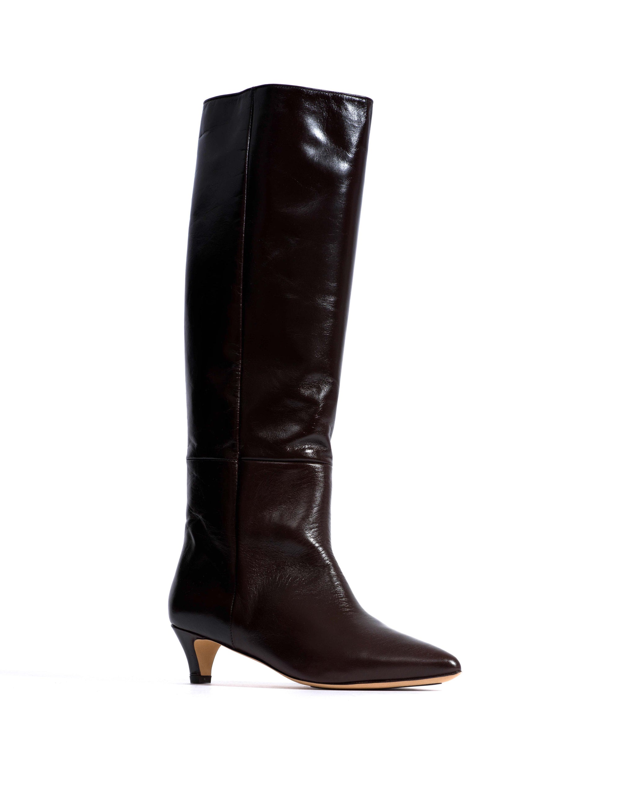 Cecilia 40 stiletto Crinkled soft calf Espresso brown - Anonymous Copenhagen High shaft boots