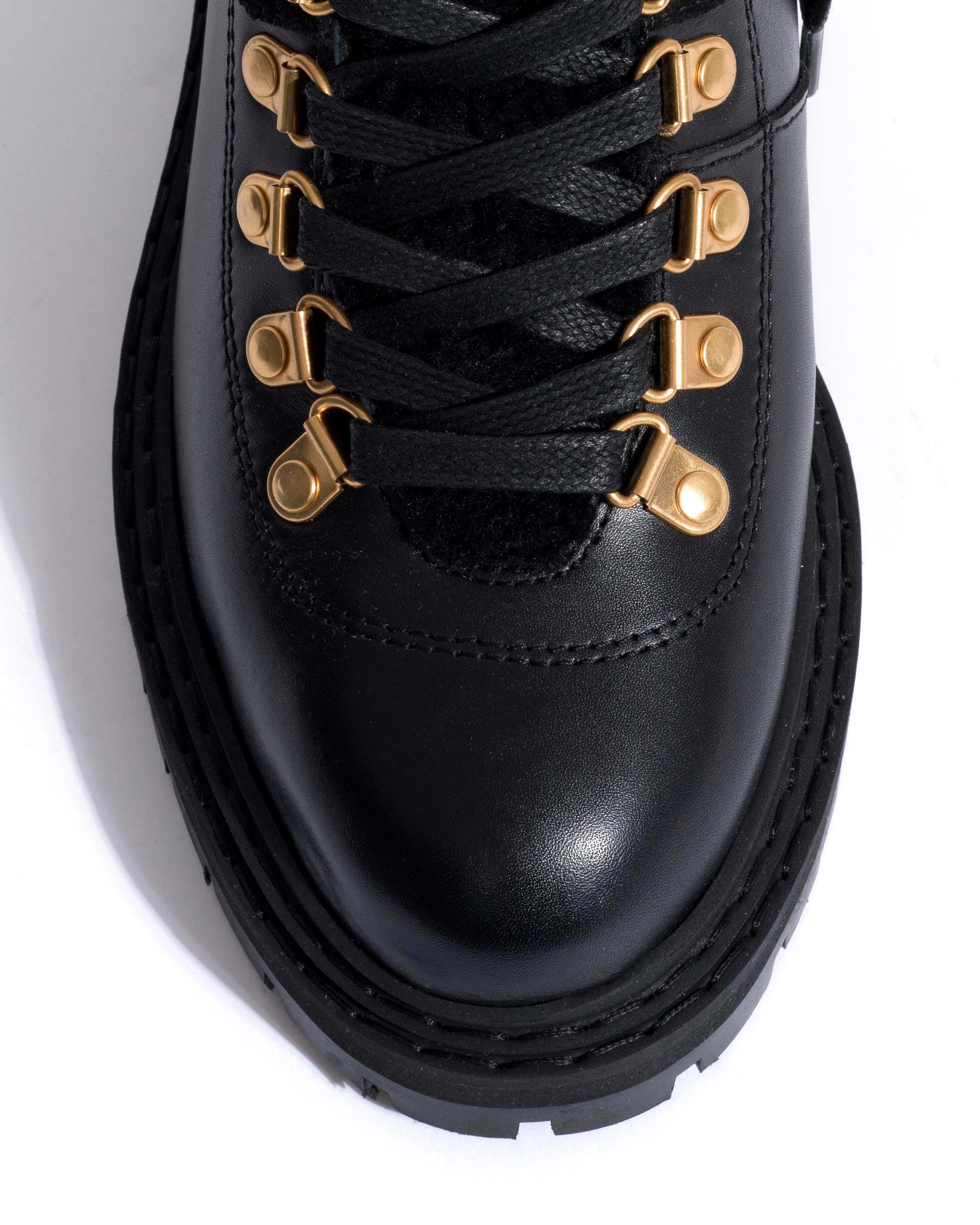 Beari lamb shearling Soft calf & suede leather Black