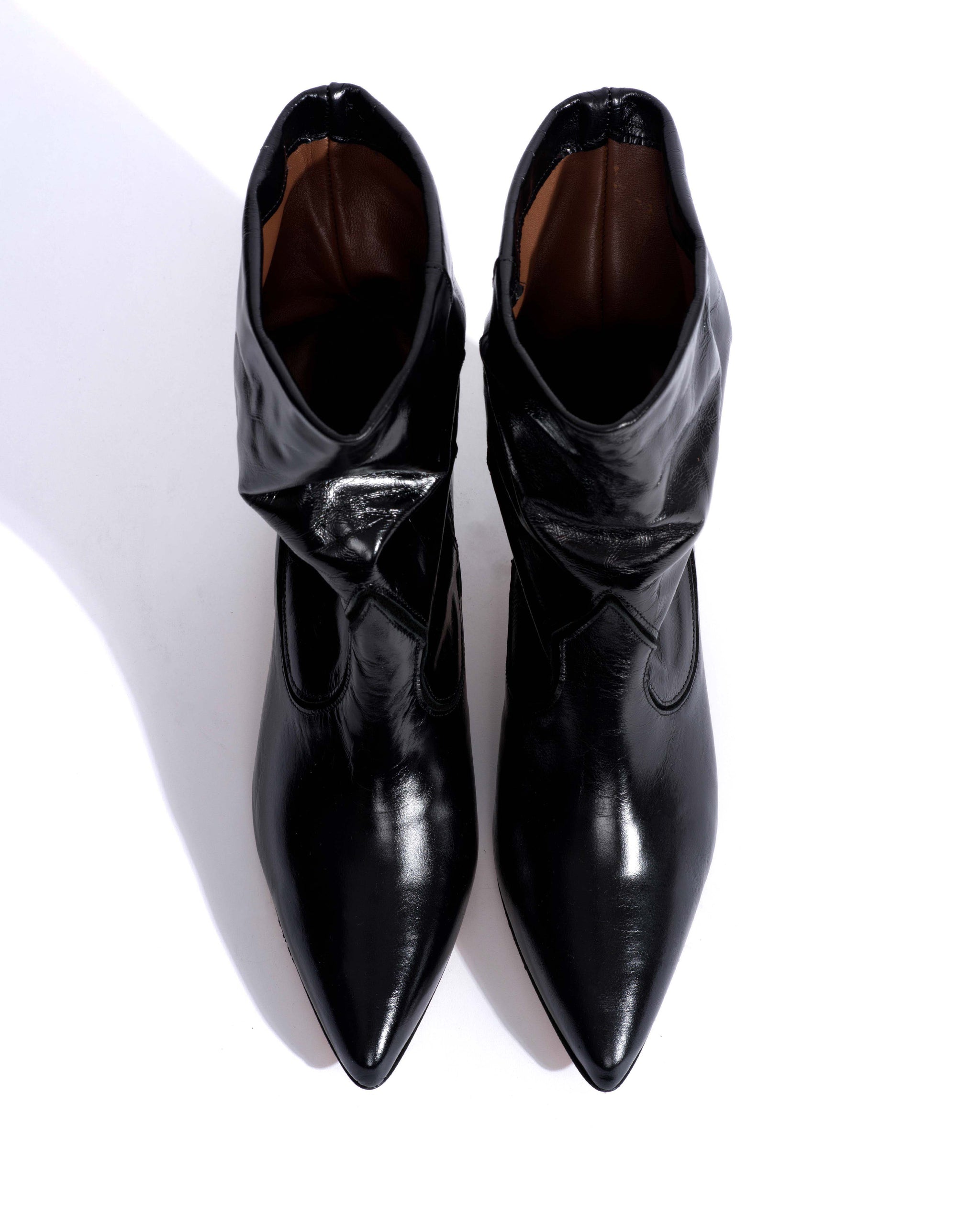 Hicha 40 stiletto Crinkled soft calf & suede leather Black -