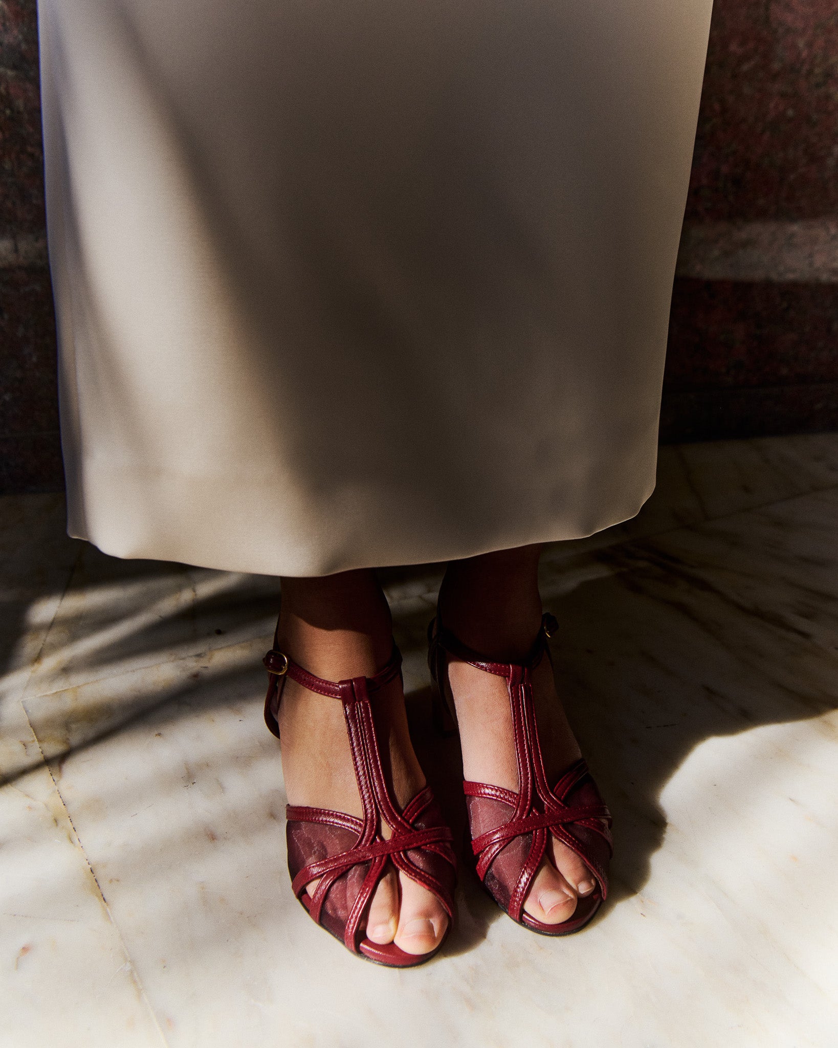 Therese 55 mesh Shiny lamb & mesh Pomegranate