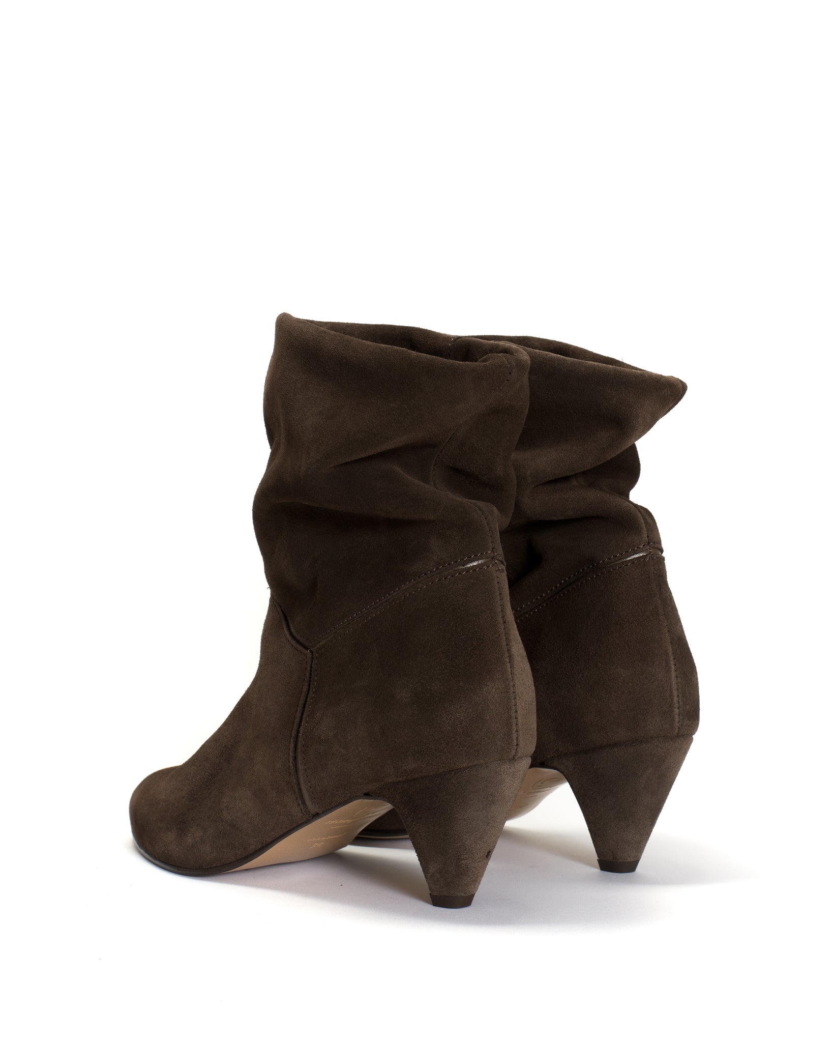 Jassi 50 stiletto Calf suede & sleek leather Coffee brown & dark taupe - Anonymous Copenhagen