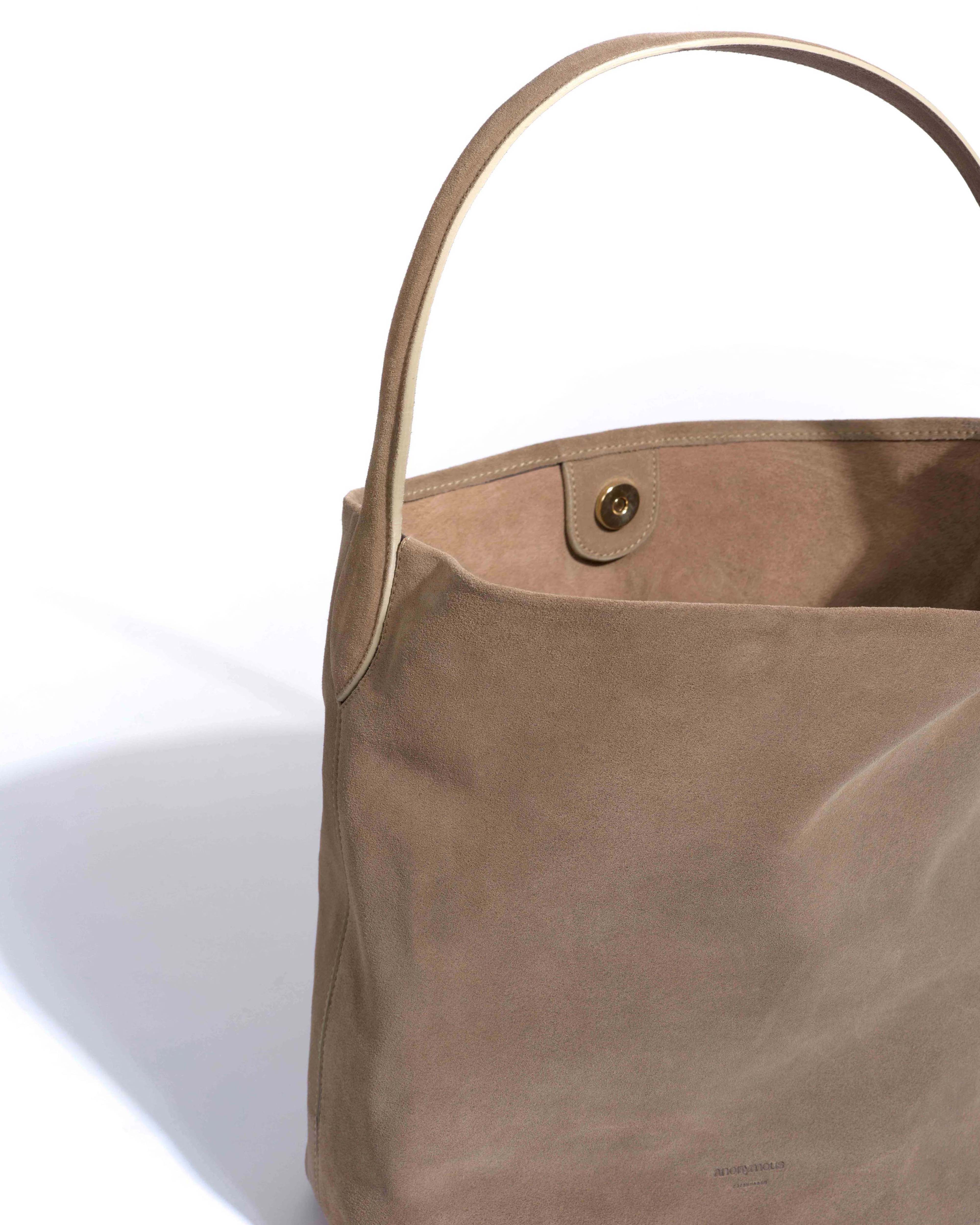 Versa slouchy everyday bag Calf suede Mushroom