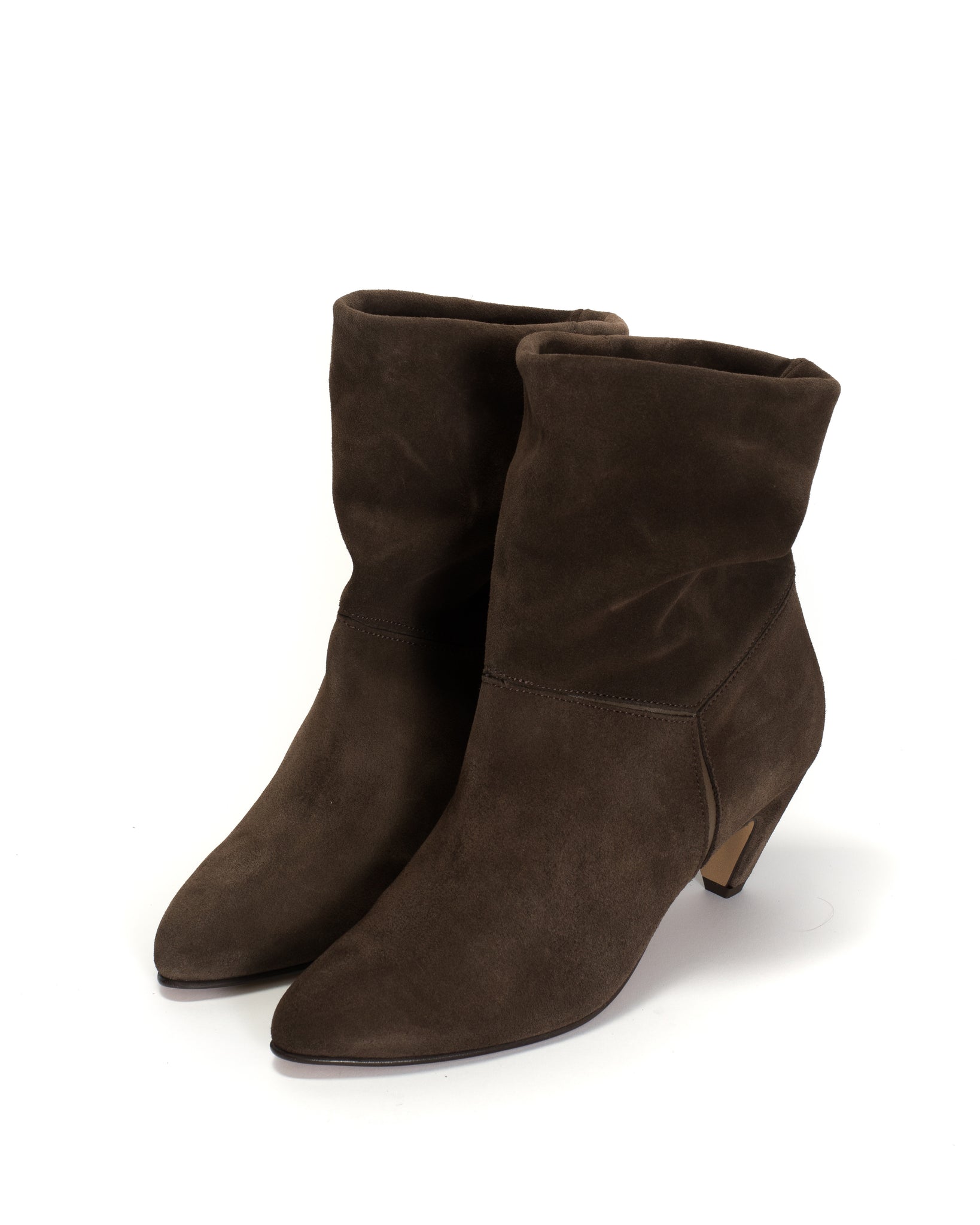 Jassi 50 stiletto Calf suede & sleek leather Coffee brown & dark taupe - Anonymous Copenhagen