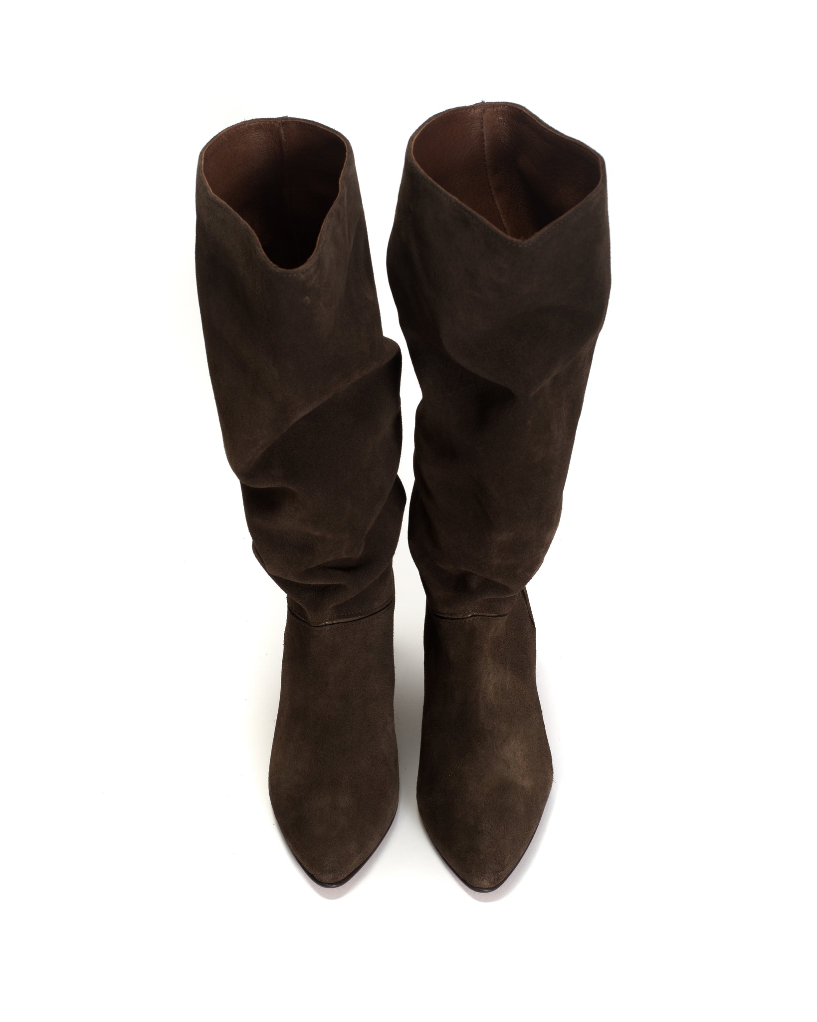 Jasmina 50 stiletto Calf suede & sleek leather Coffee brown & dark taupe - Anonymous Copenhagen
