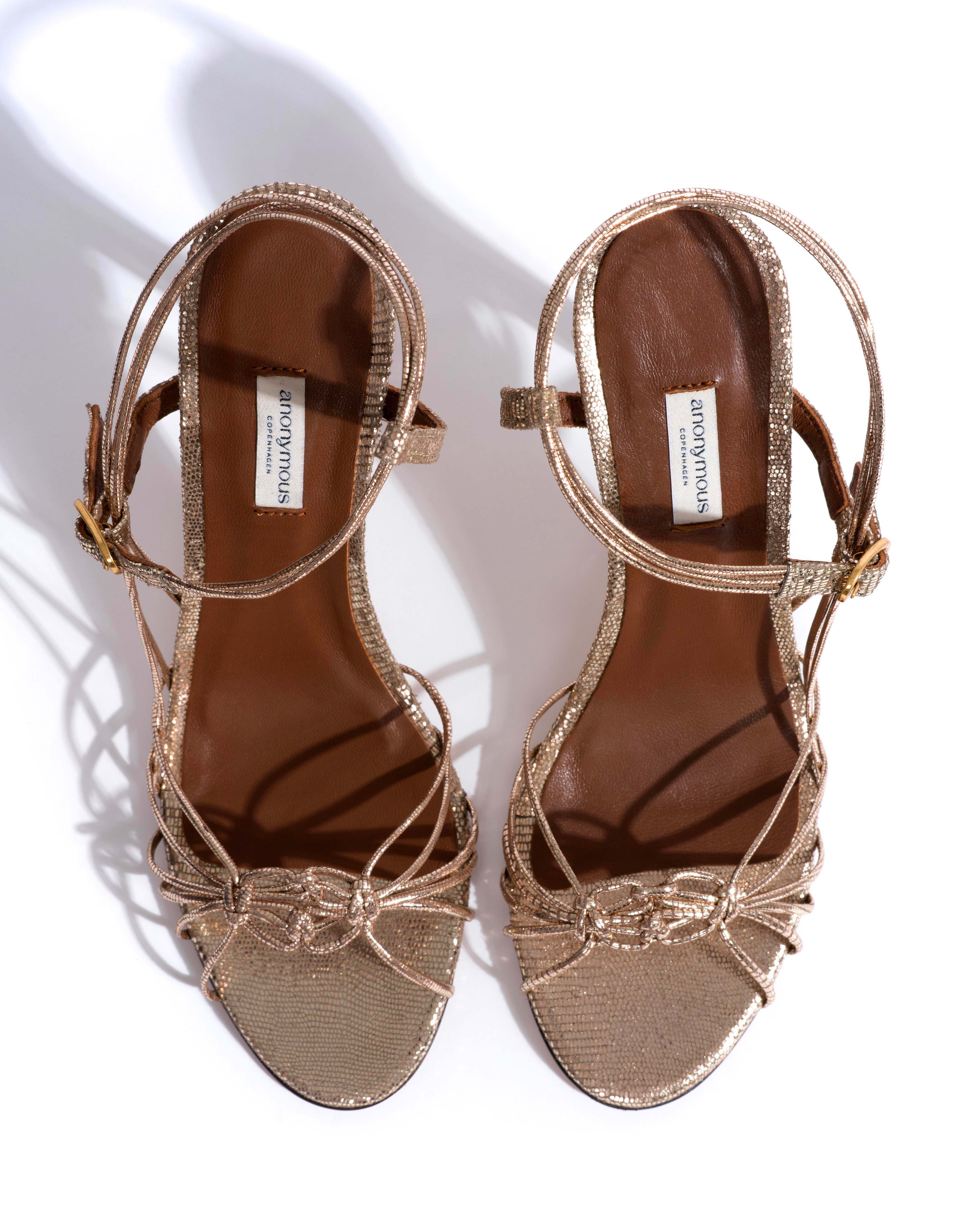 Savannah 100 hand-braided Lizard metallic goat Vintage champagne