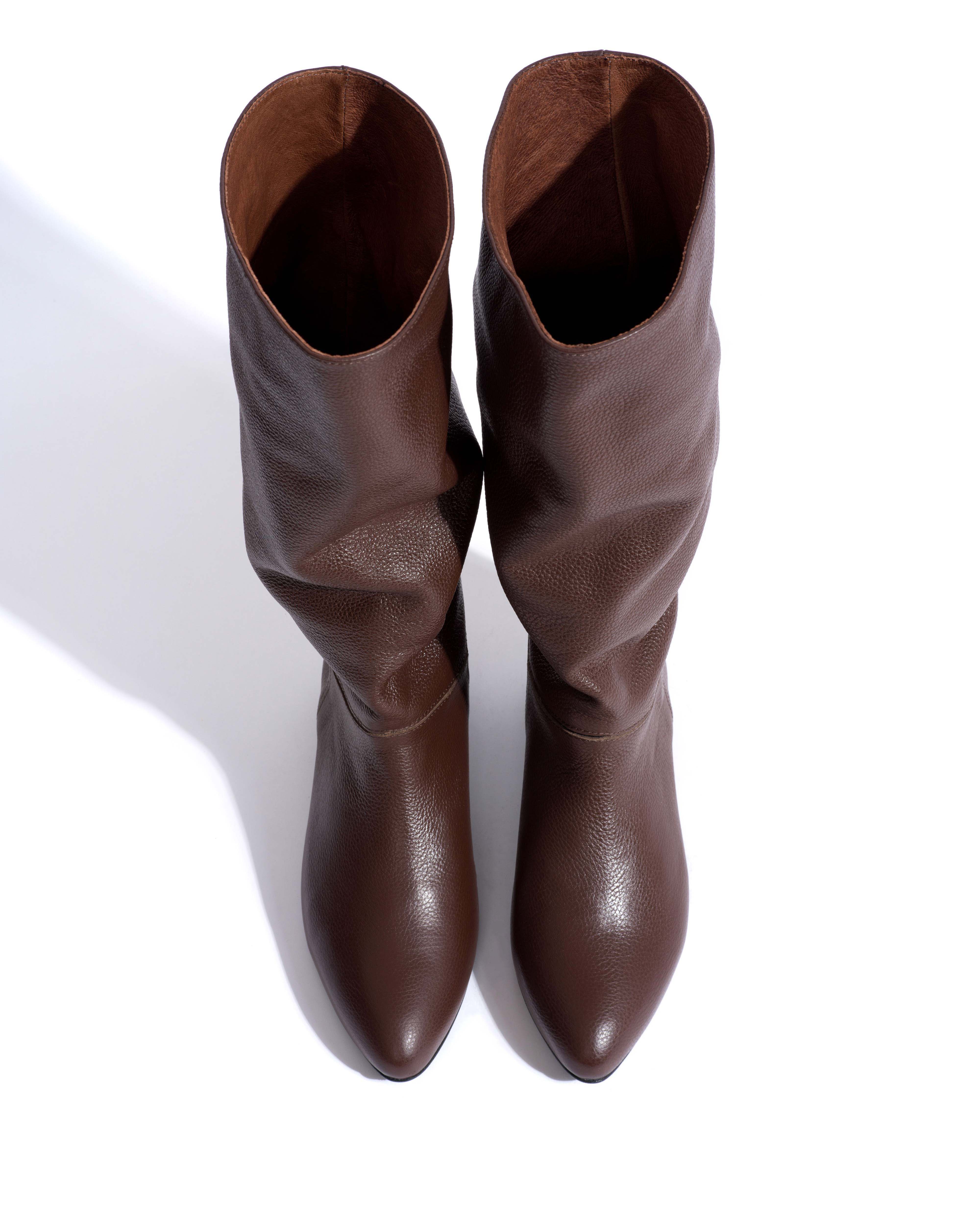 Jasmina 20 Pebbled soft calf & suede leather Chocolate