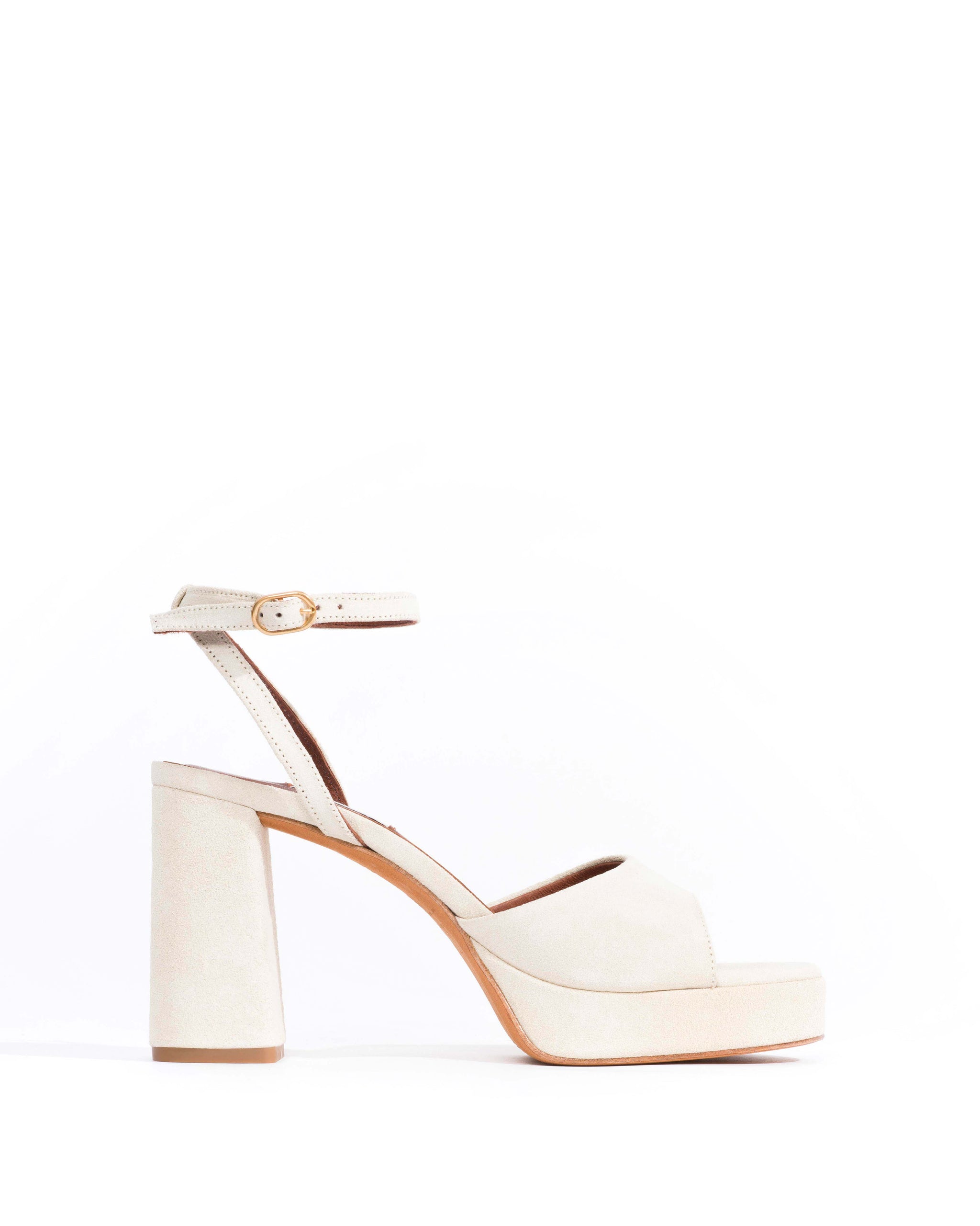 Jolie 85 platform Calf suede Antique white - Anonymous Copenhagen Heels