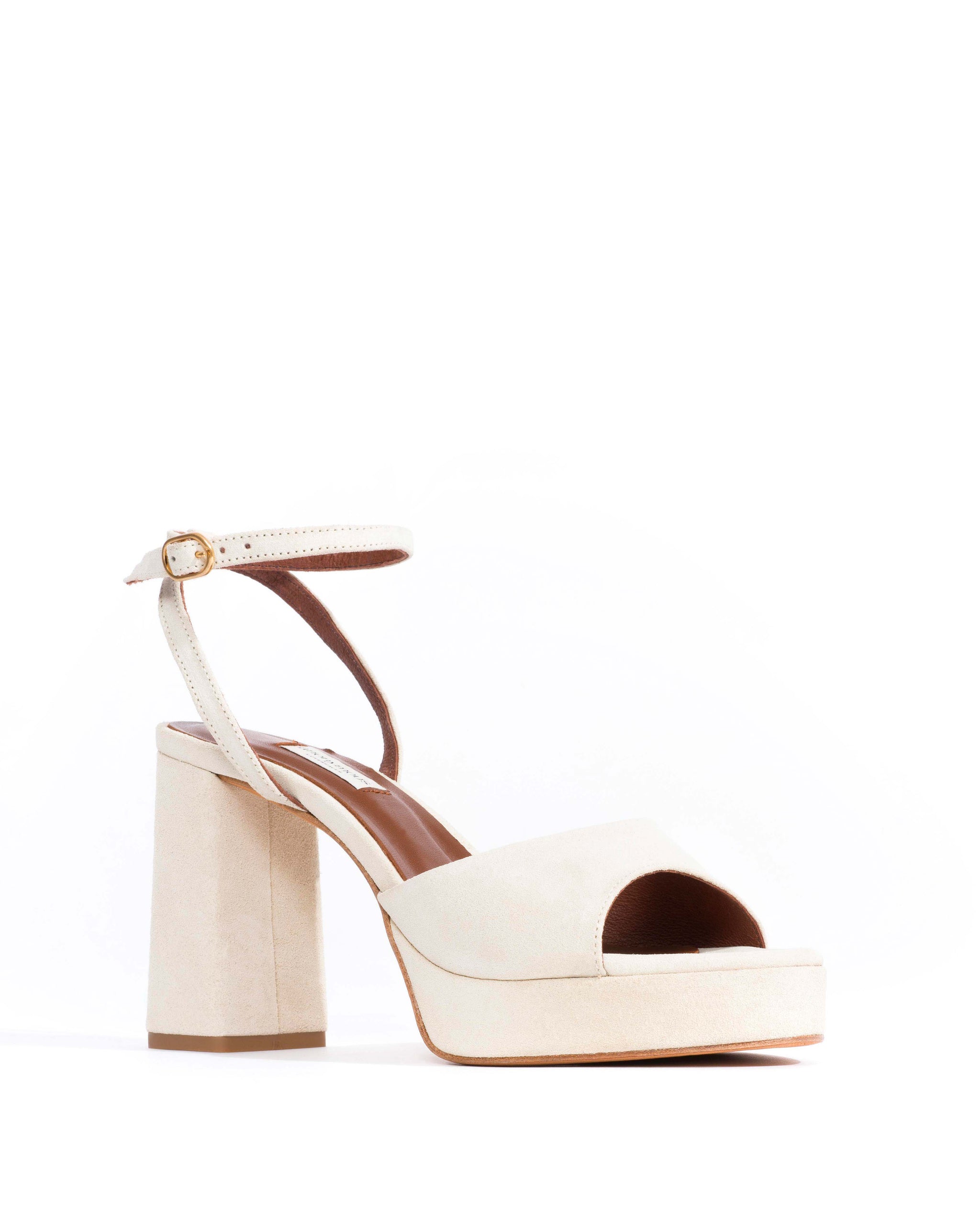 Jolie 85 platform Calf suede Antique white - Anonymous Copenhagen Heels