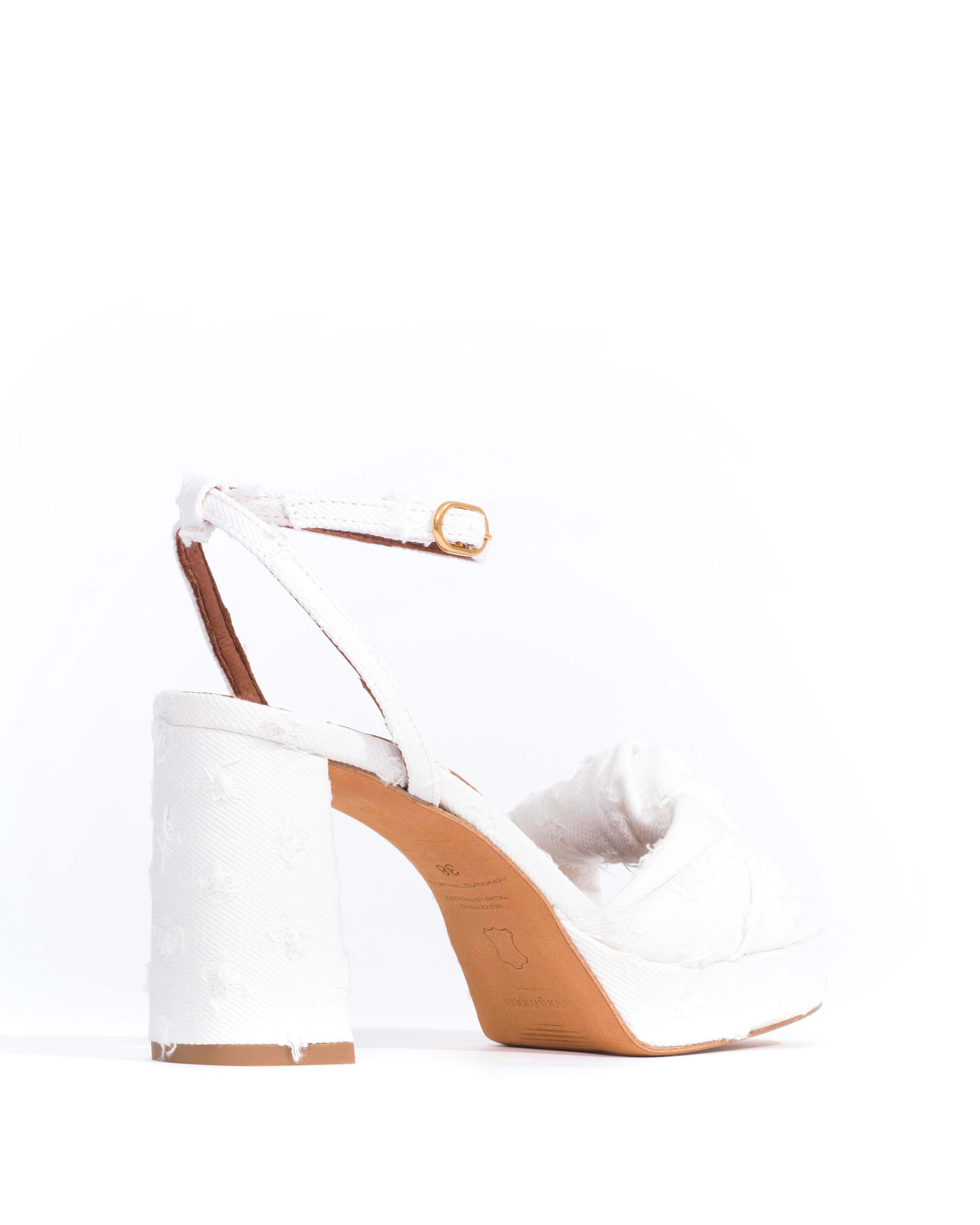 Aliza 85 platform Denim Distressed washed white