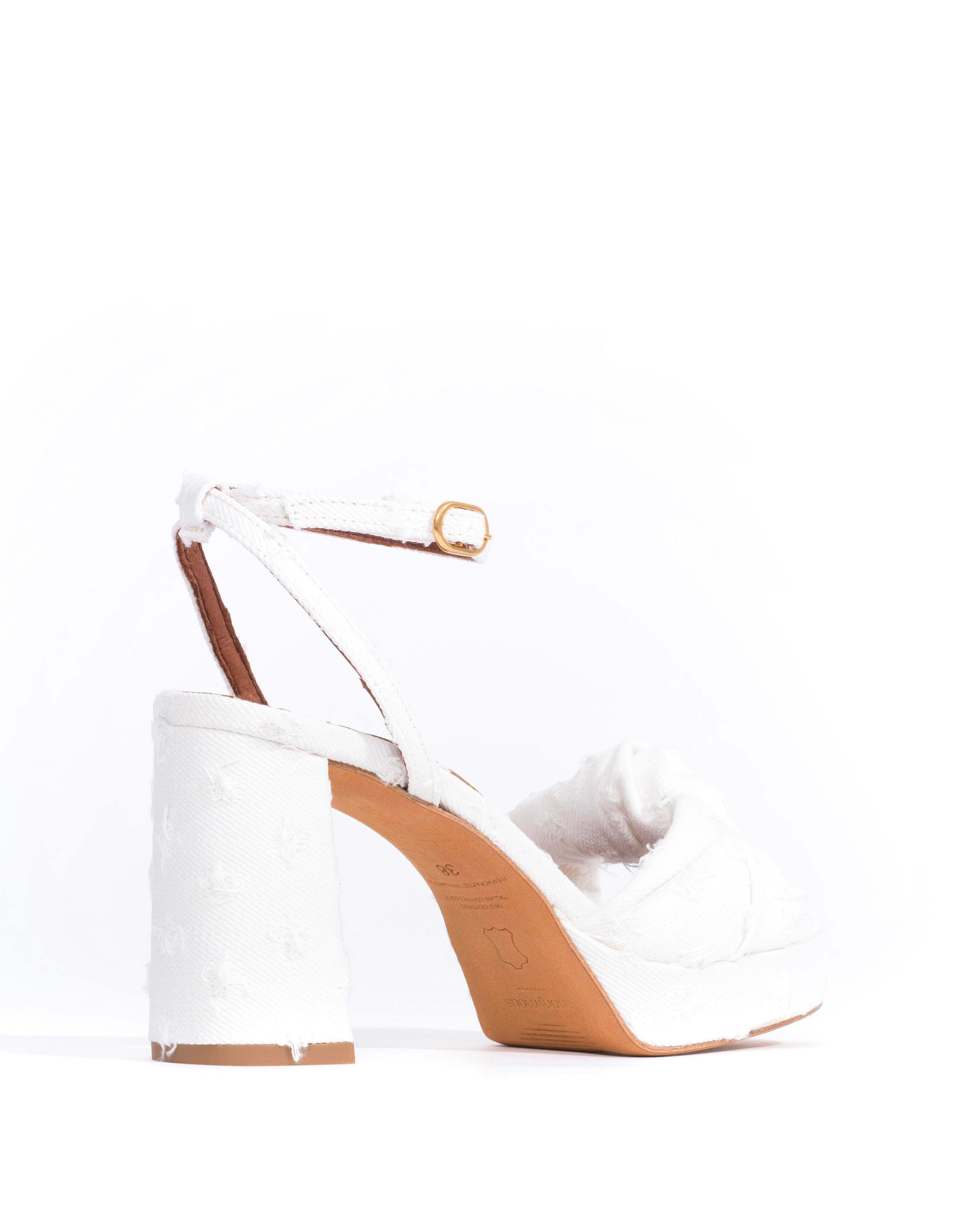 Aliza 85 platform Denim Distressed washed white - Anonymous Copenhagen Heels