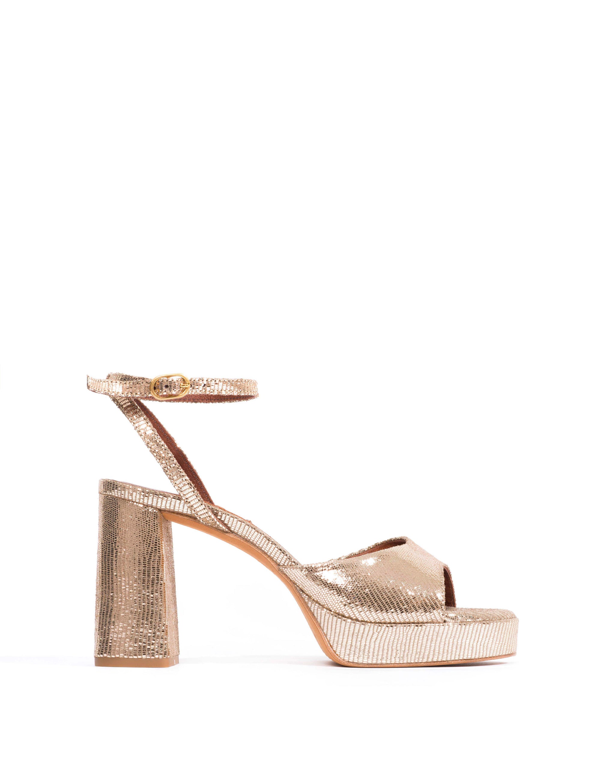 Jolie 85 platform Lizard metallic goat Vintage champagne - Anonymous Copenhagen Heels