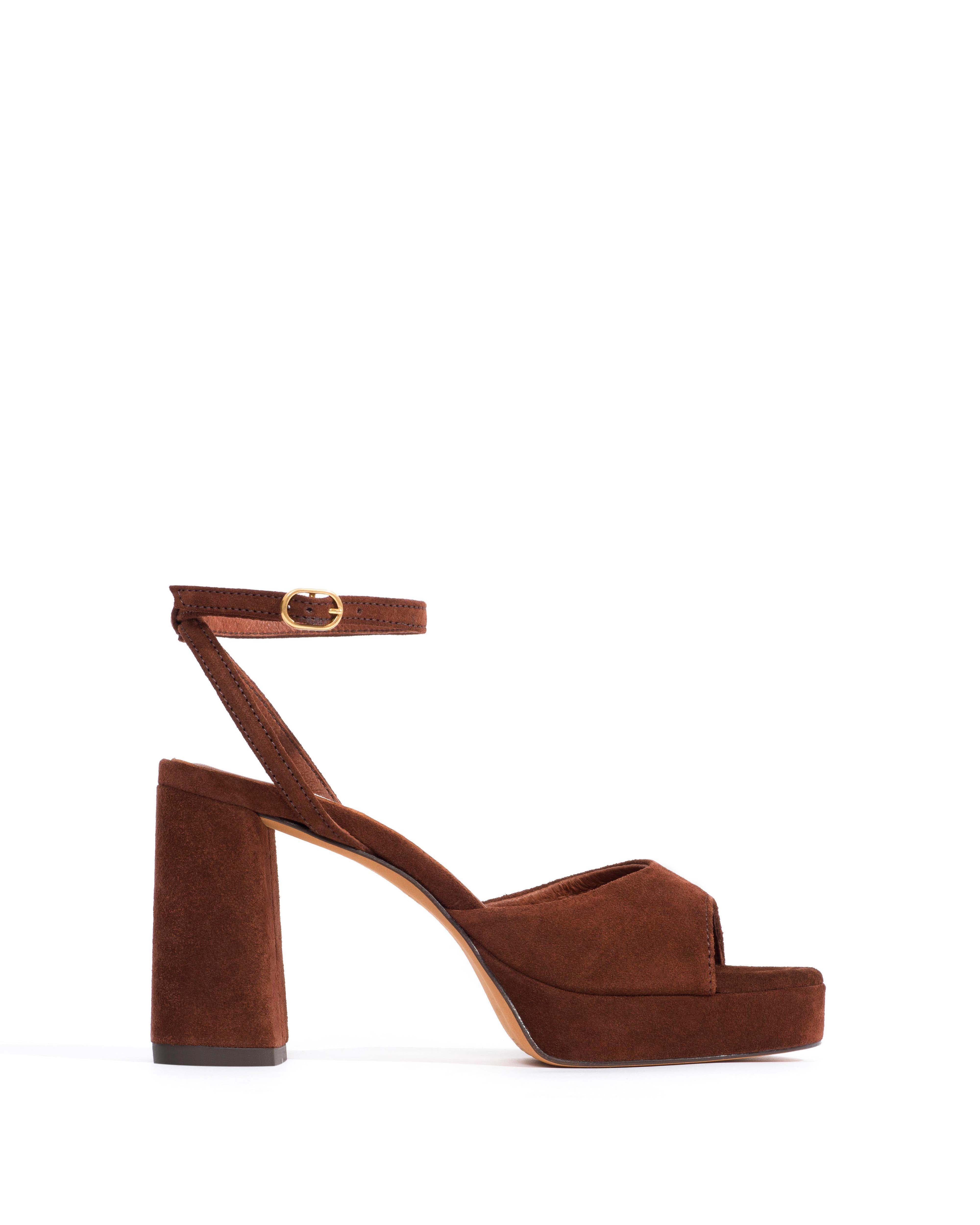 Jolie 85 platform Calf suede Chocolate