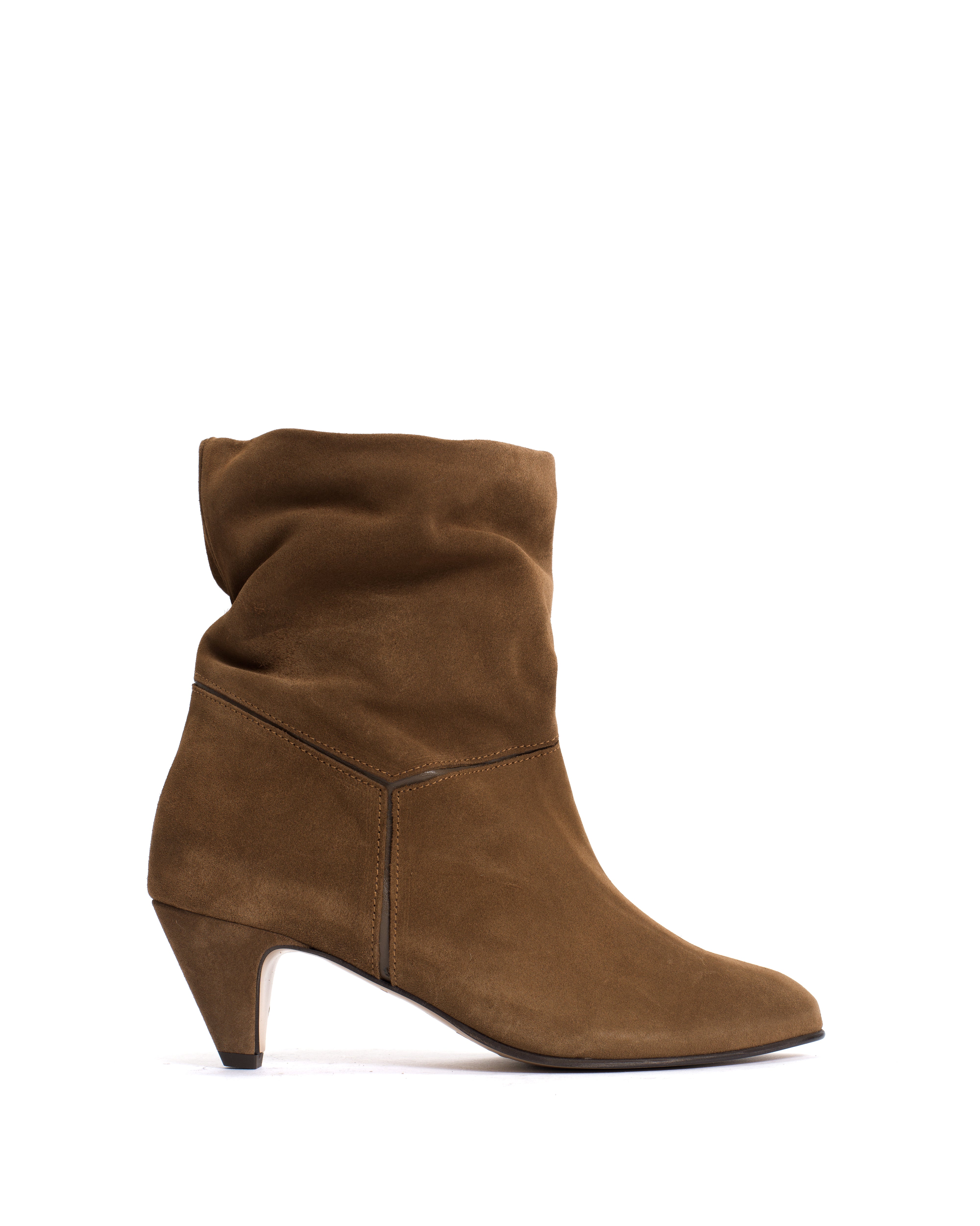 Jassi 50 stiletto Calf suede & sleek leather Cinnamon & dark