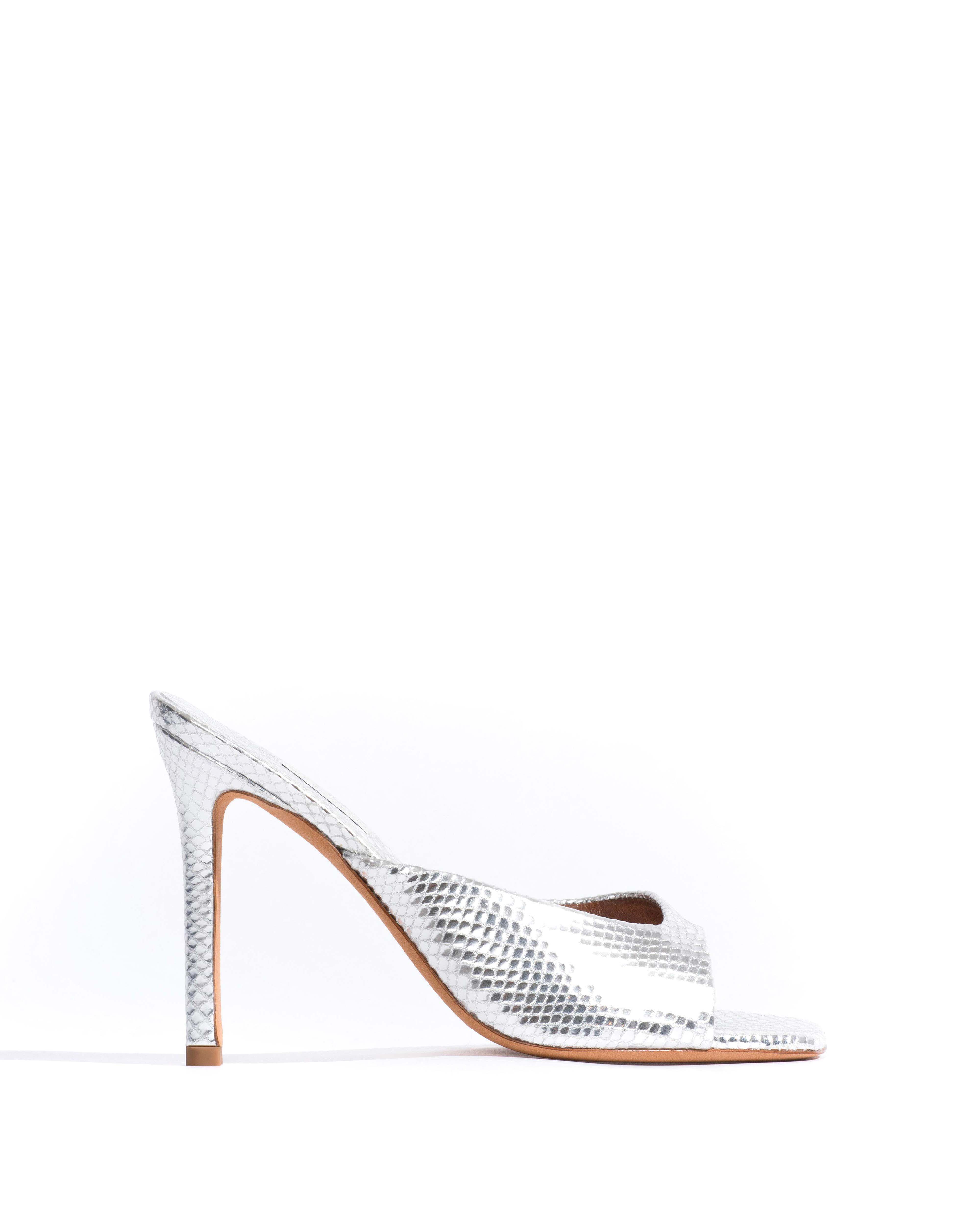 Mazy 100 Snake metallic calf Silver