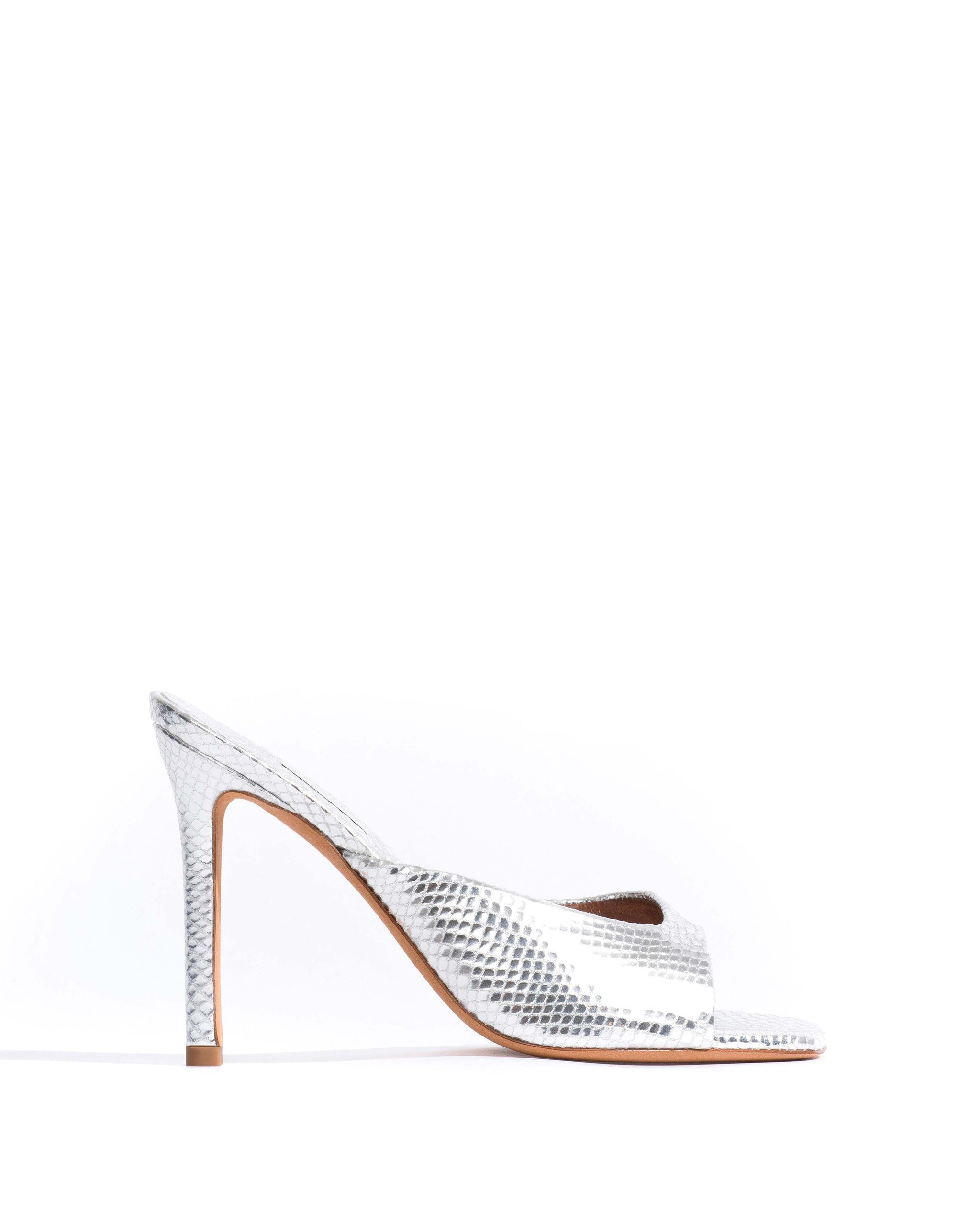 Mazy 100 Snake metallic calf Silver - Anonymous Copenhagen Heels
