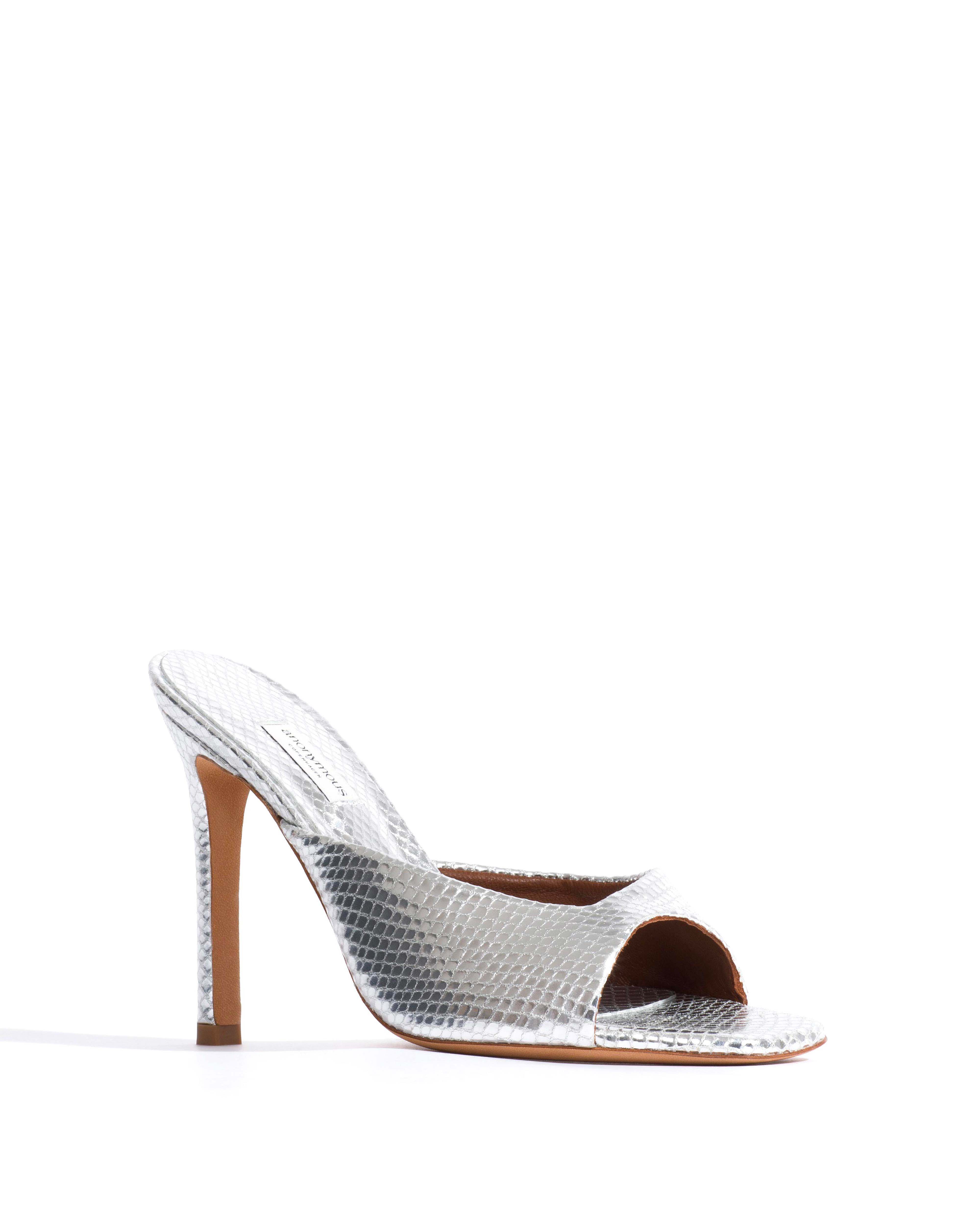 Mazy 100 Snake metallic calf Silver