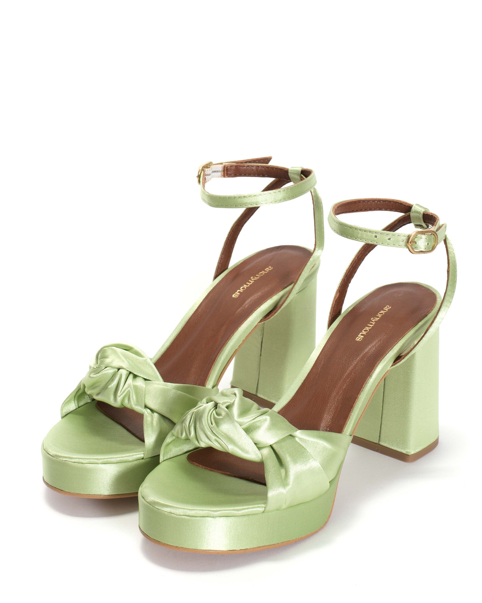 Aliza 85 platform Antique satin Peppermint lime - Anonymous Copenhagen