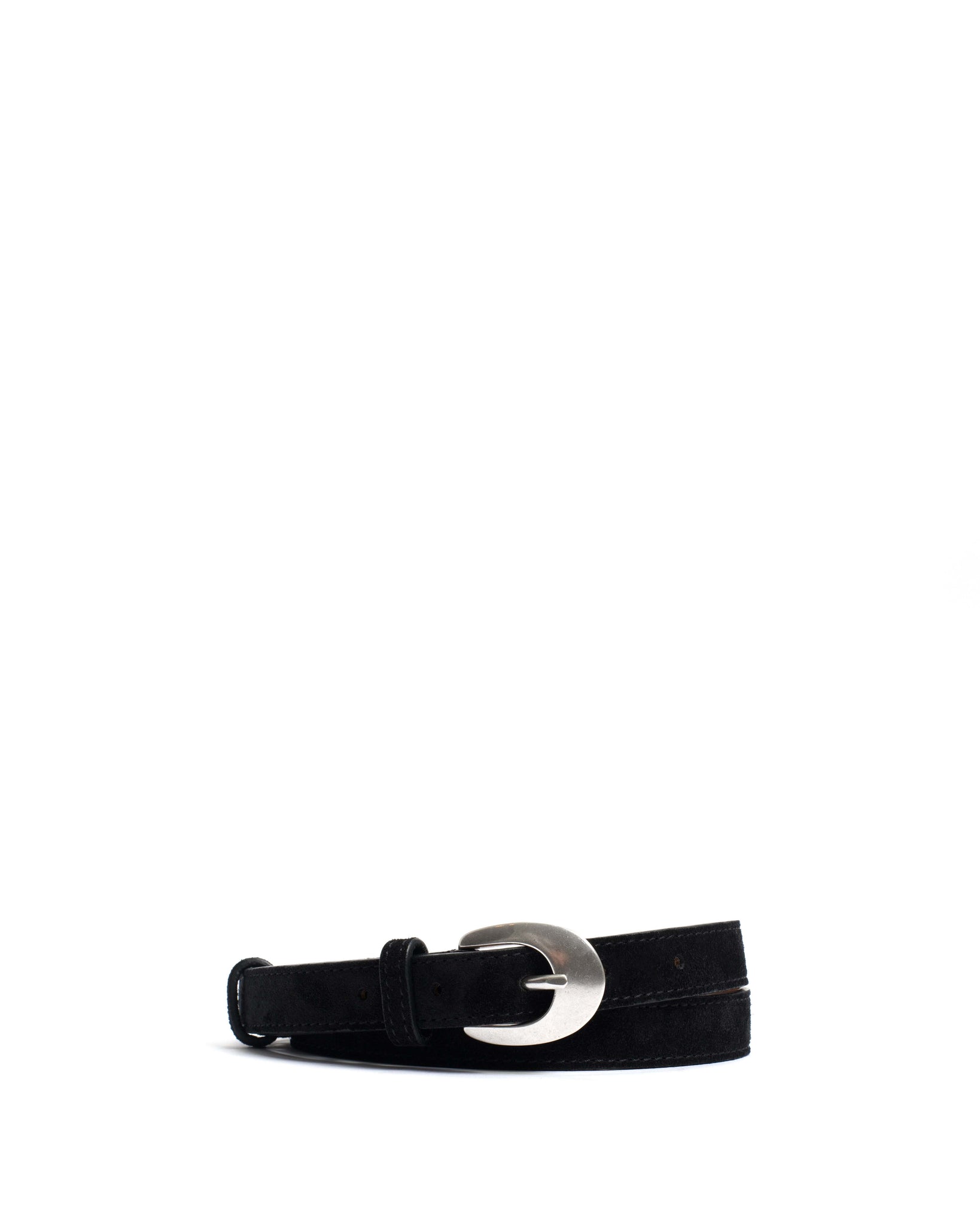 Aris unisex leather belt Calf suede Black & silver buckle - Anonymous Copenhagen