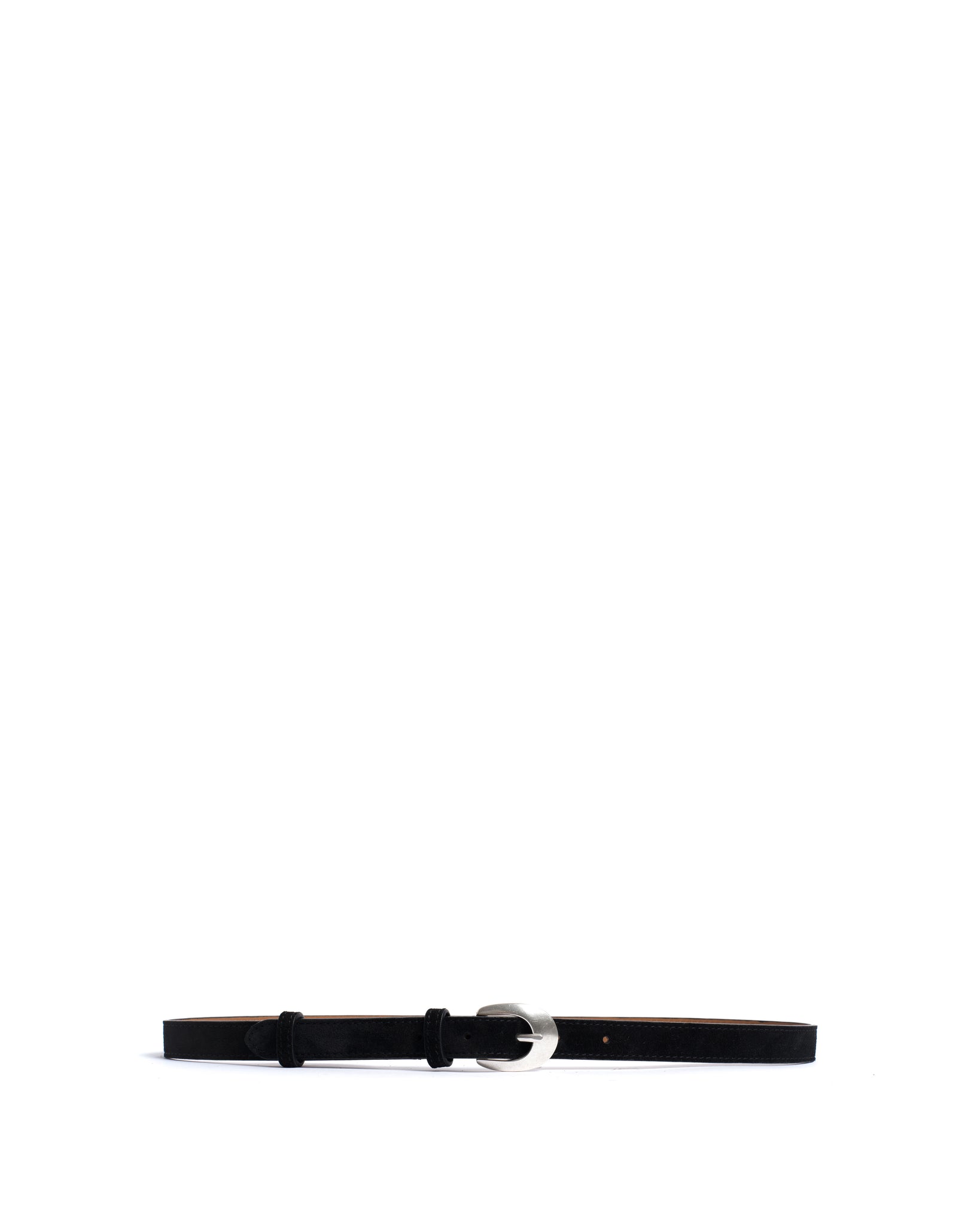 Aris unisex leather belt Calf suede Black & silver buckle - Anonymous Copenhagen