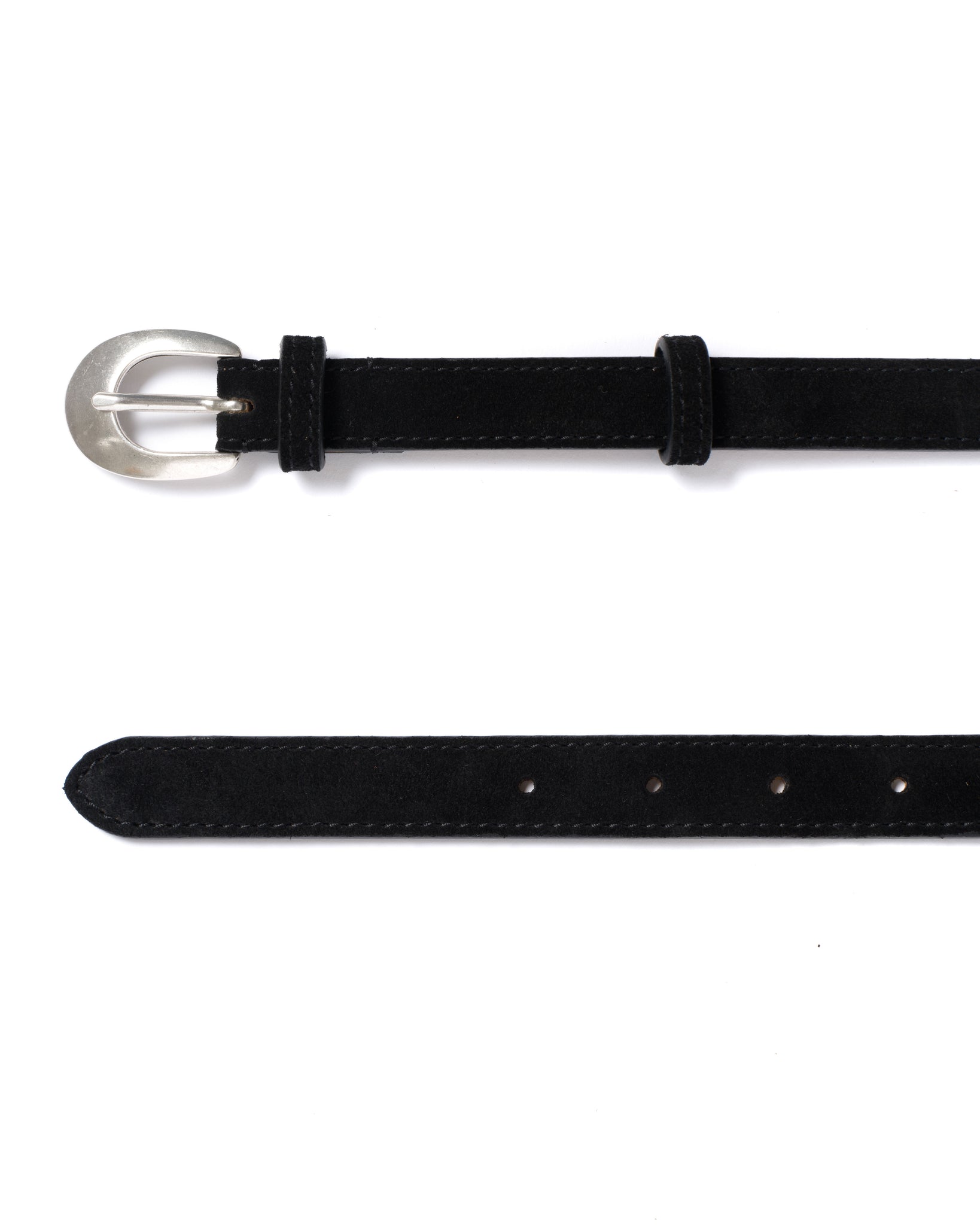 Aris unisex leather belt Calf suede Black & silver buckle - Anonymous Copenhagen