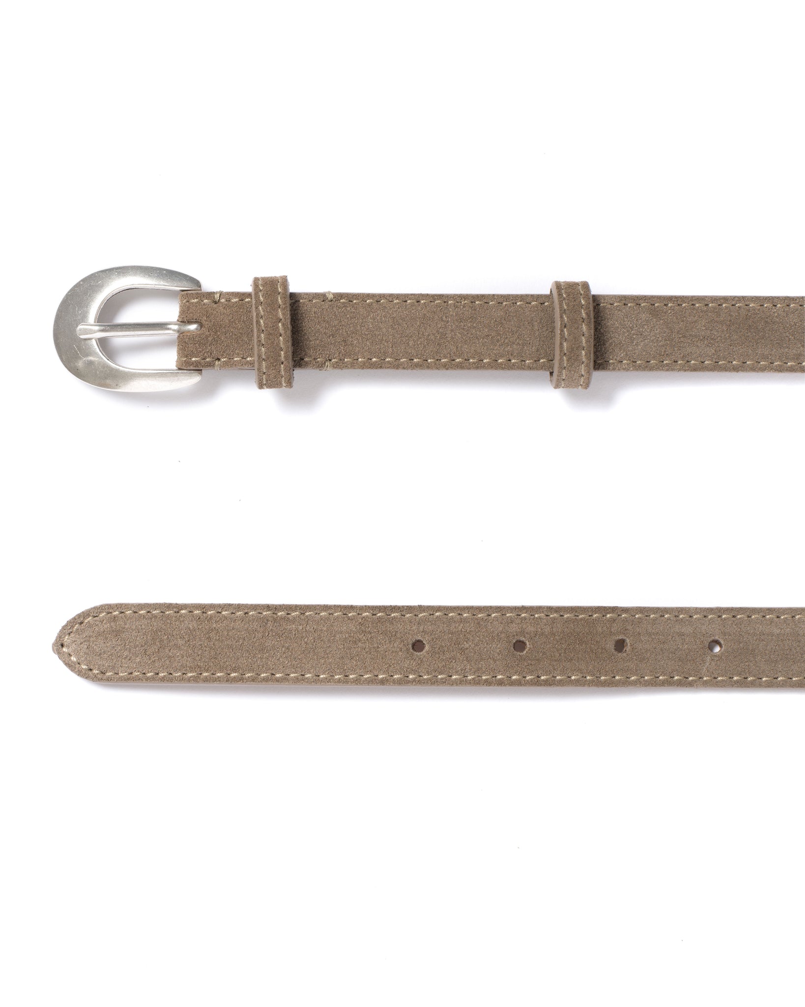 Aris unisex leather belt Calf suede Mushroom & silver buckle - Anonymous Copenhagen