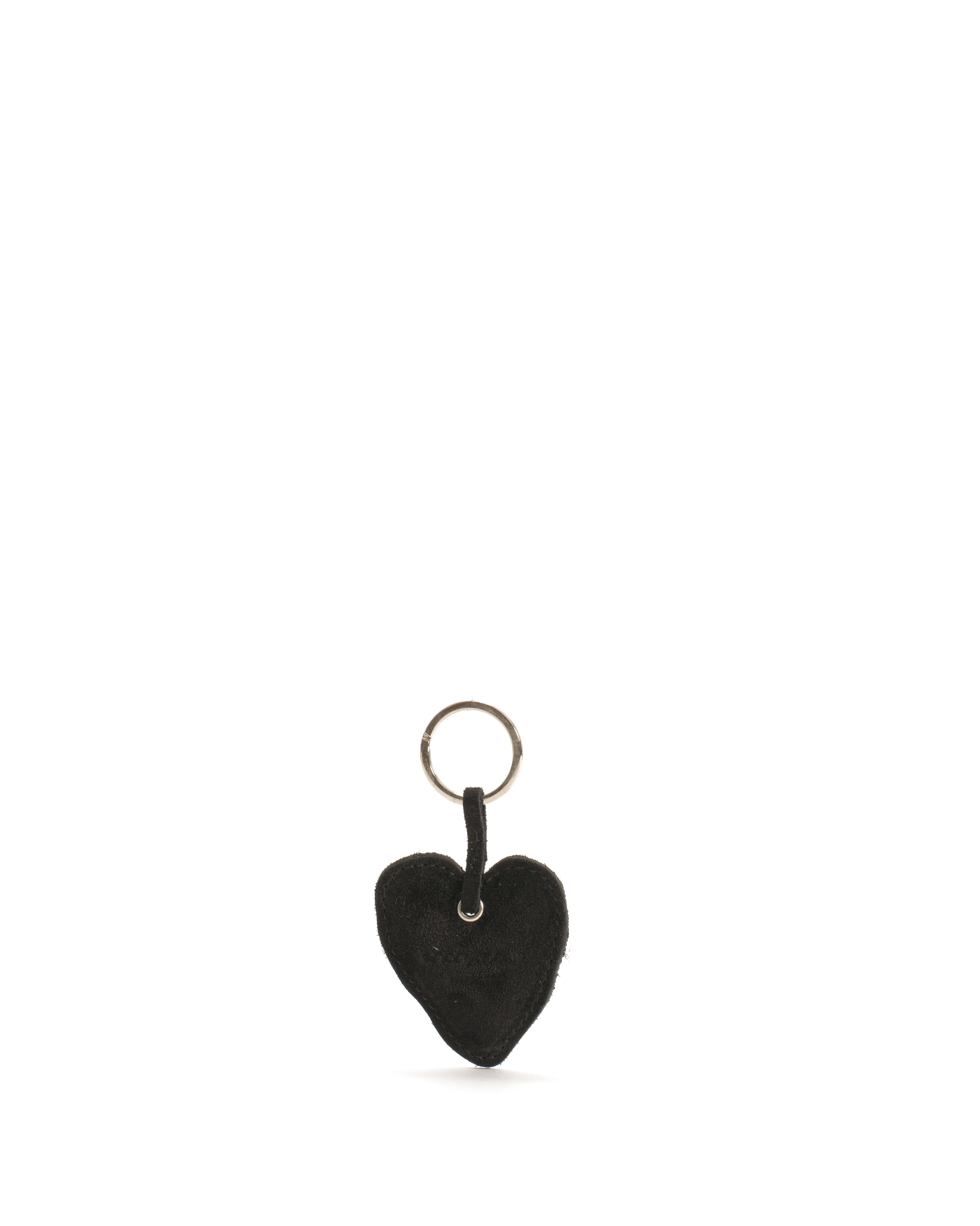 Heart keyring Calf suede Black