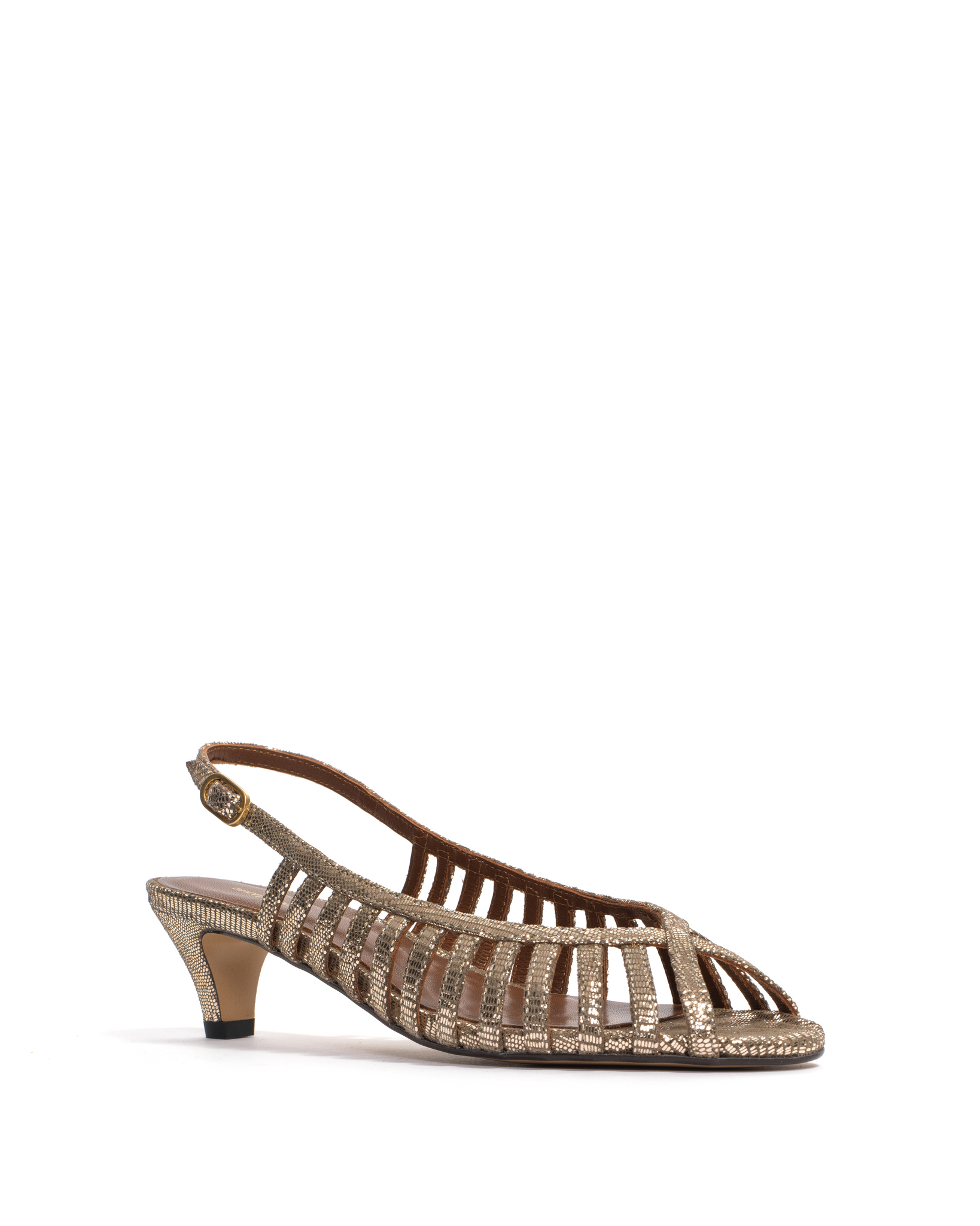 Carminho 40 stiletto Lizard metallic goat Vintage champagne - Anonymous Copenhagen