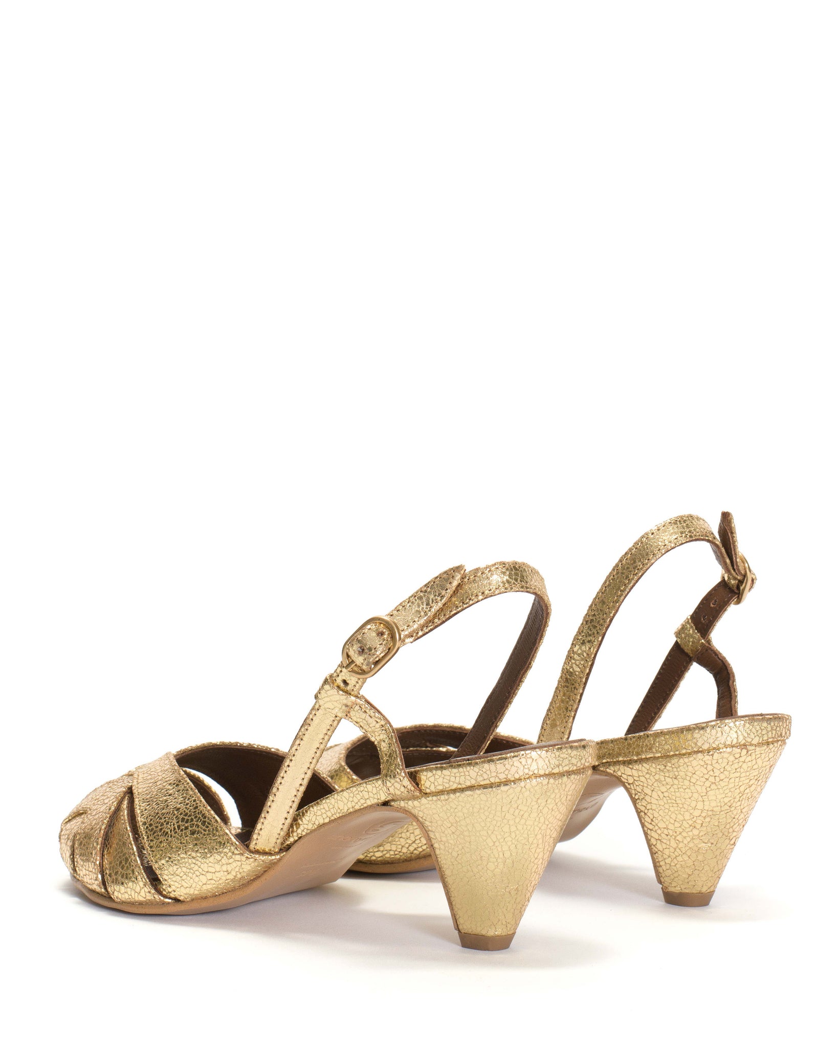 Banie 50 stiletto Crackled metallic goat Gold - Anonymous Copenhagen