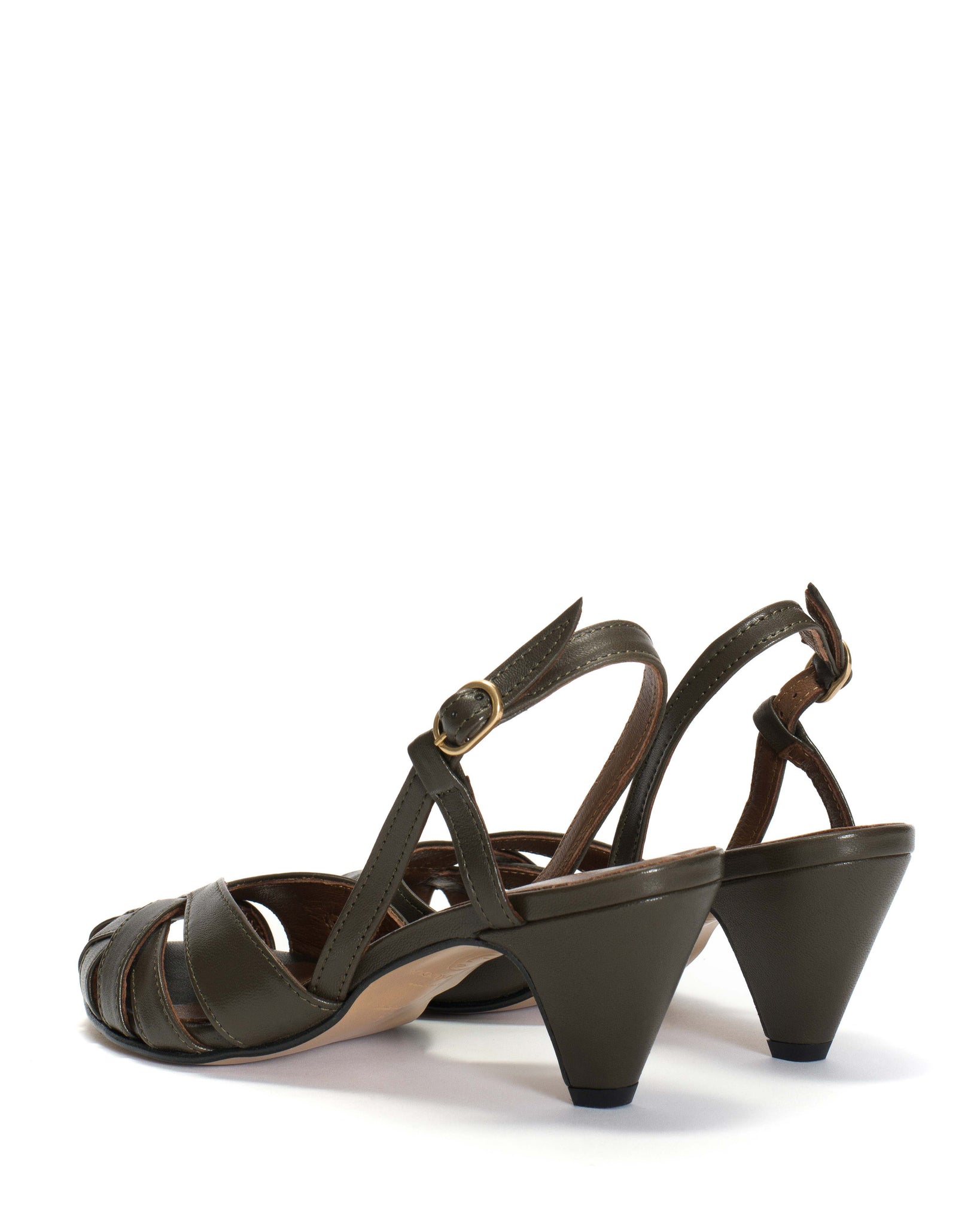Banie 50 stiletto Shiny lamb Moss green - Anonymous Copenhagen