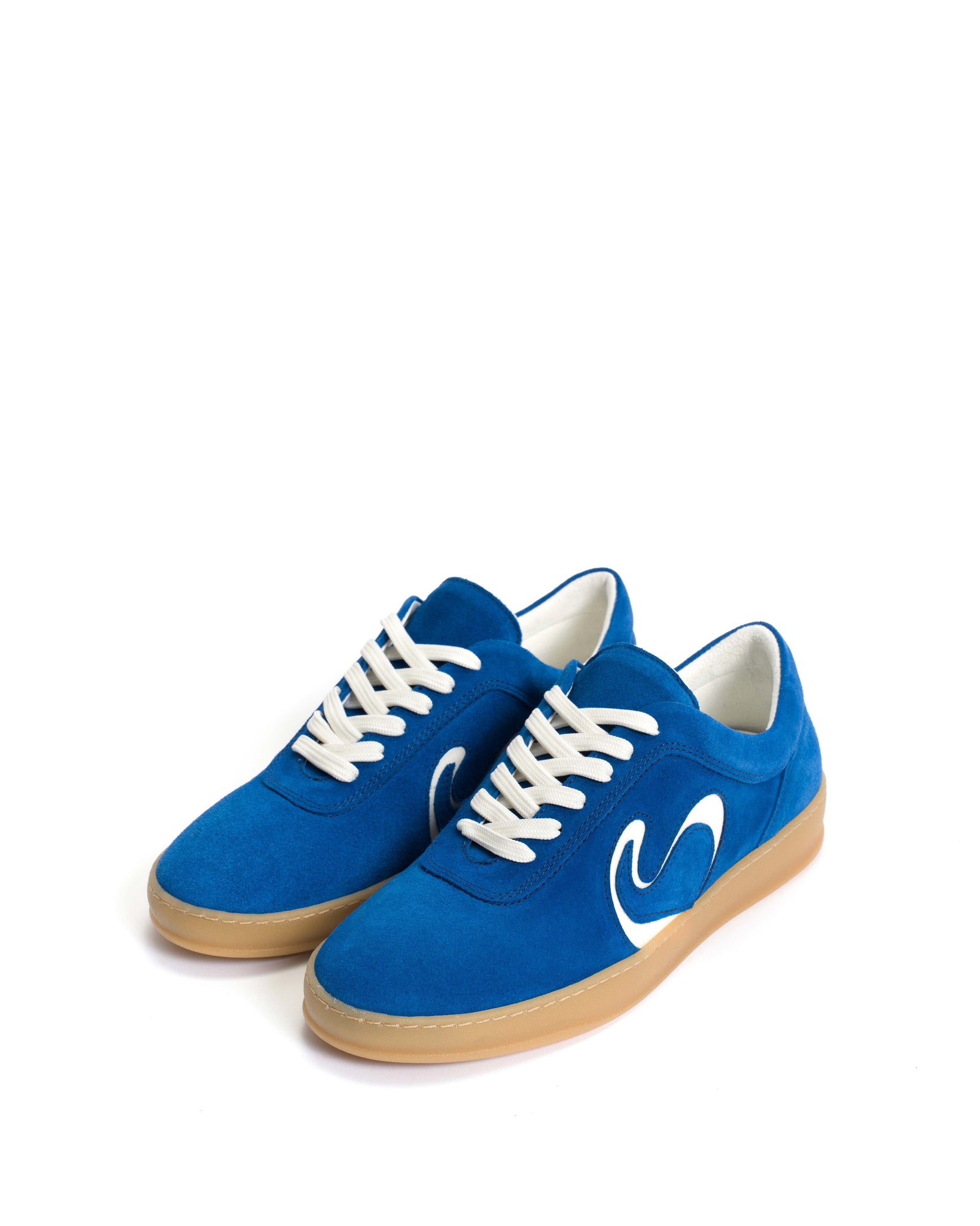 Blaire Calf suede & polished soft calf Electric blue & sand white